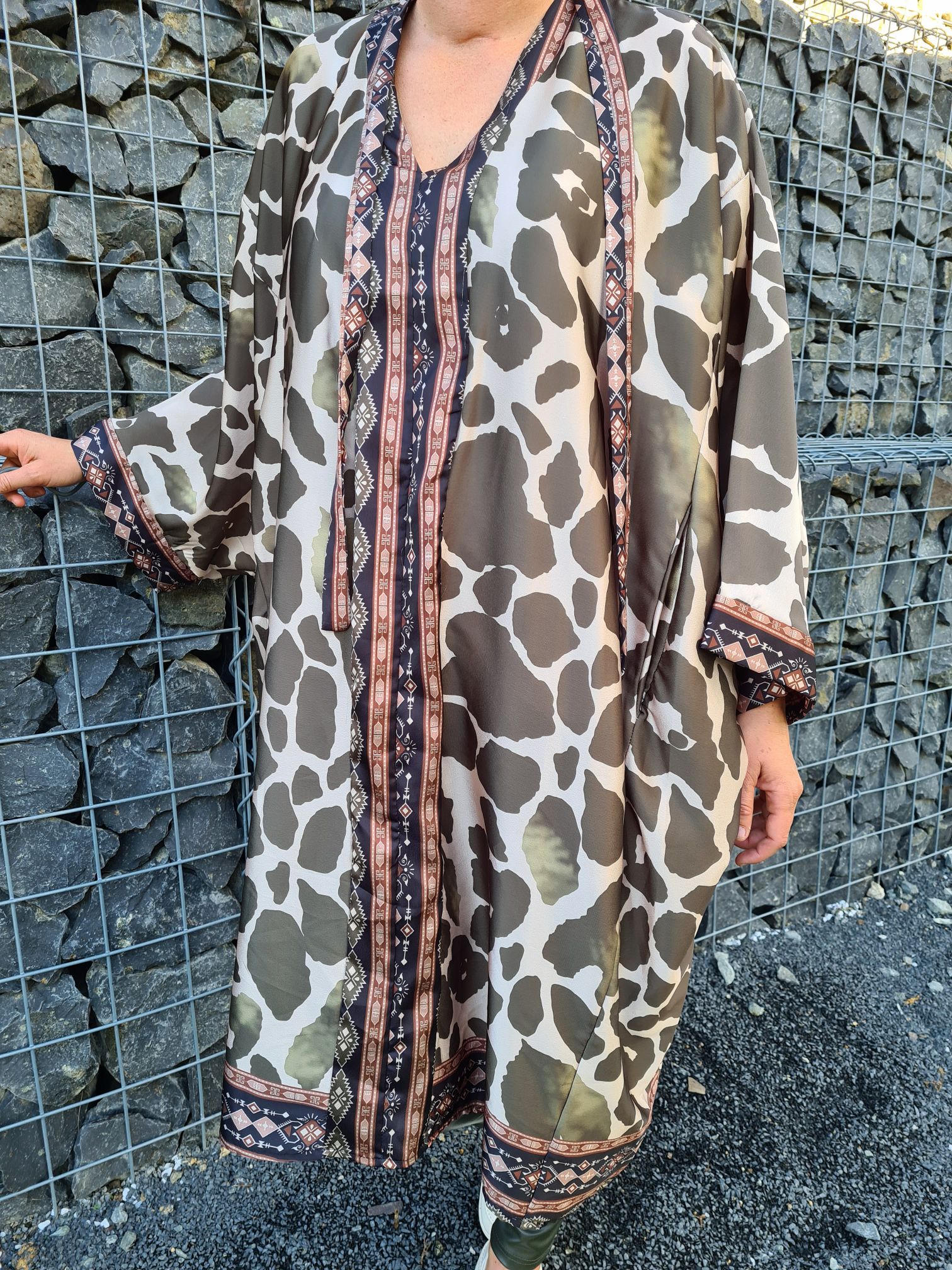 EDLES BLUSEN KLEID THEA KHAKI Midi Kleid Dress Longbluse Made in Italy 34-42 EDLES BLUSEN KLEID THEA KHAKI Midi Kleid Dress Longbluse Made in Italy 34-42