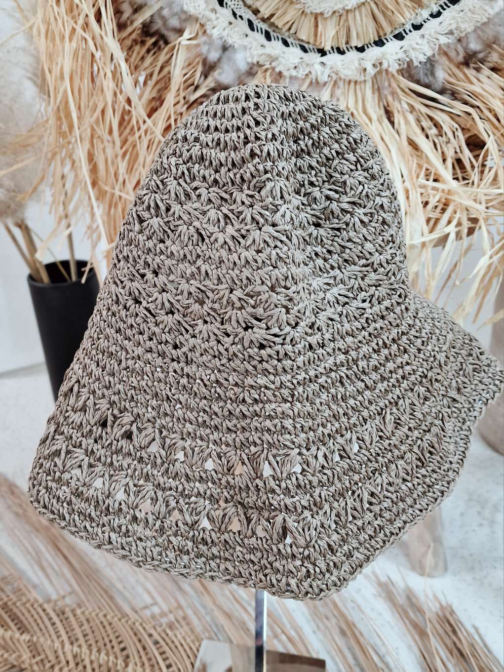 FISHER HAT MANDY TAUPE Italy Design Fischerhut Sonnenhut Stroh Hut Sommerhut verstellbar YM0757