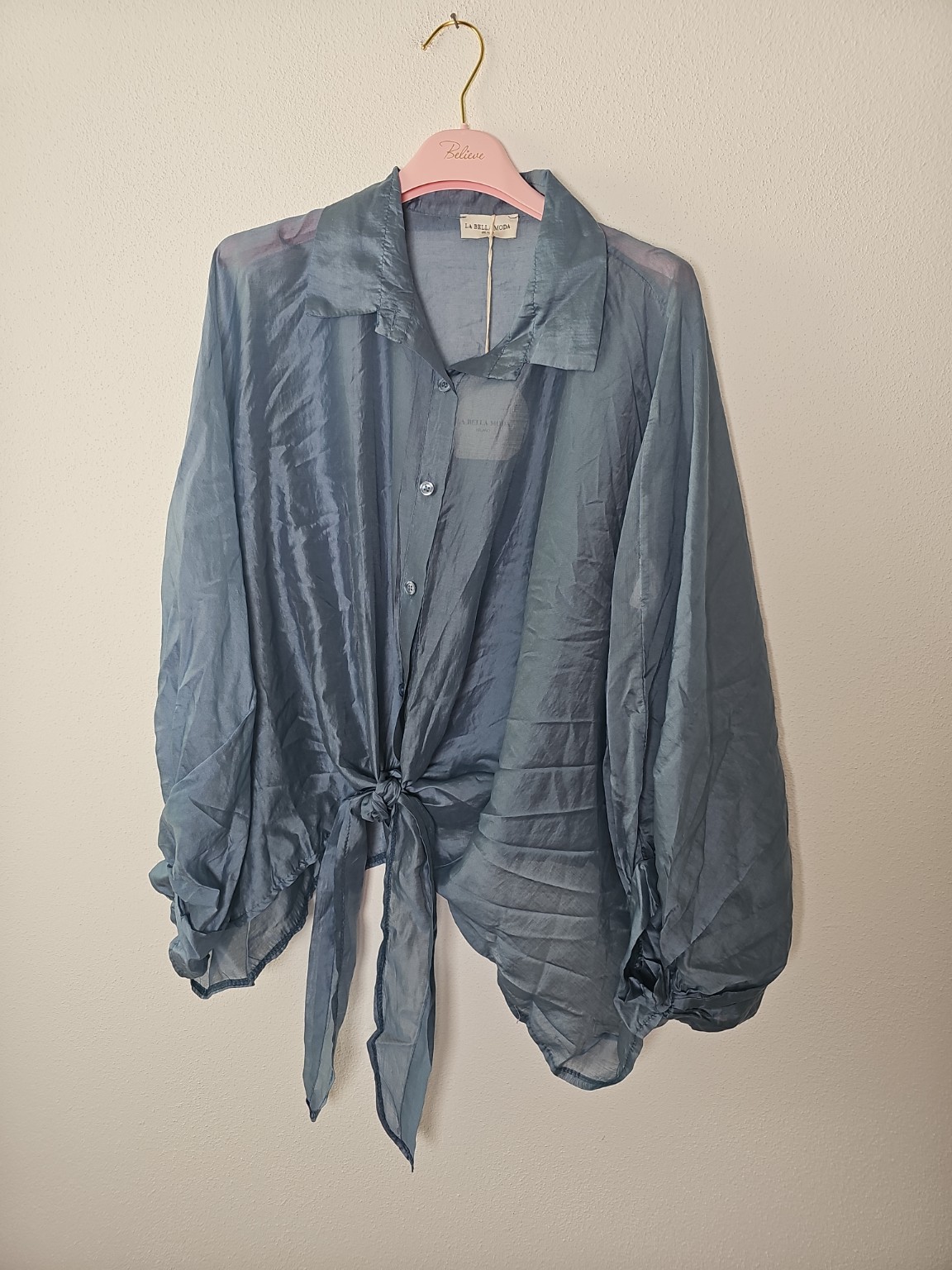 Exklusive Seidenbluse Nerea Uni leicht transparent zum Binden 34-42/44