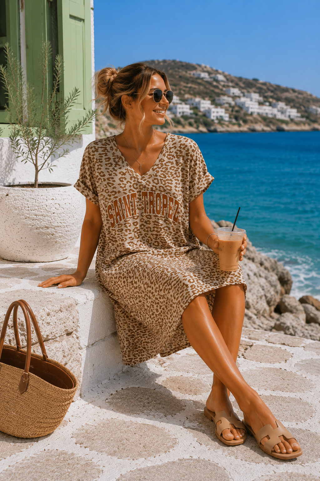 Leo-T-Shirt-Kleid Safiya Saint Tropez Made in Italy 34-42/44