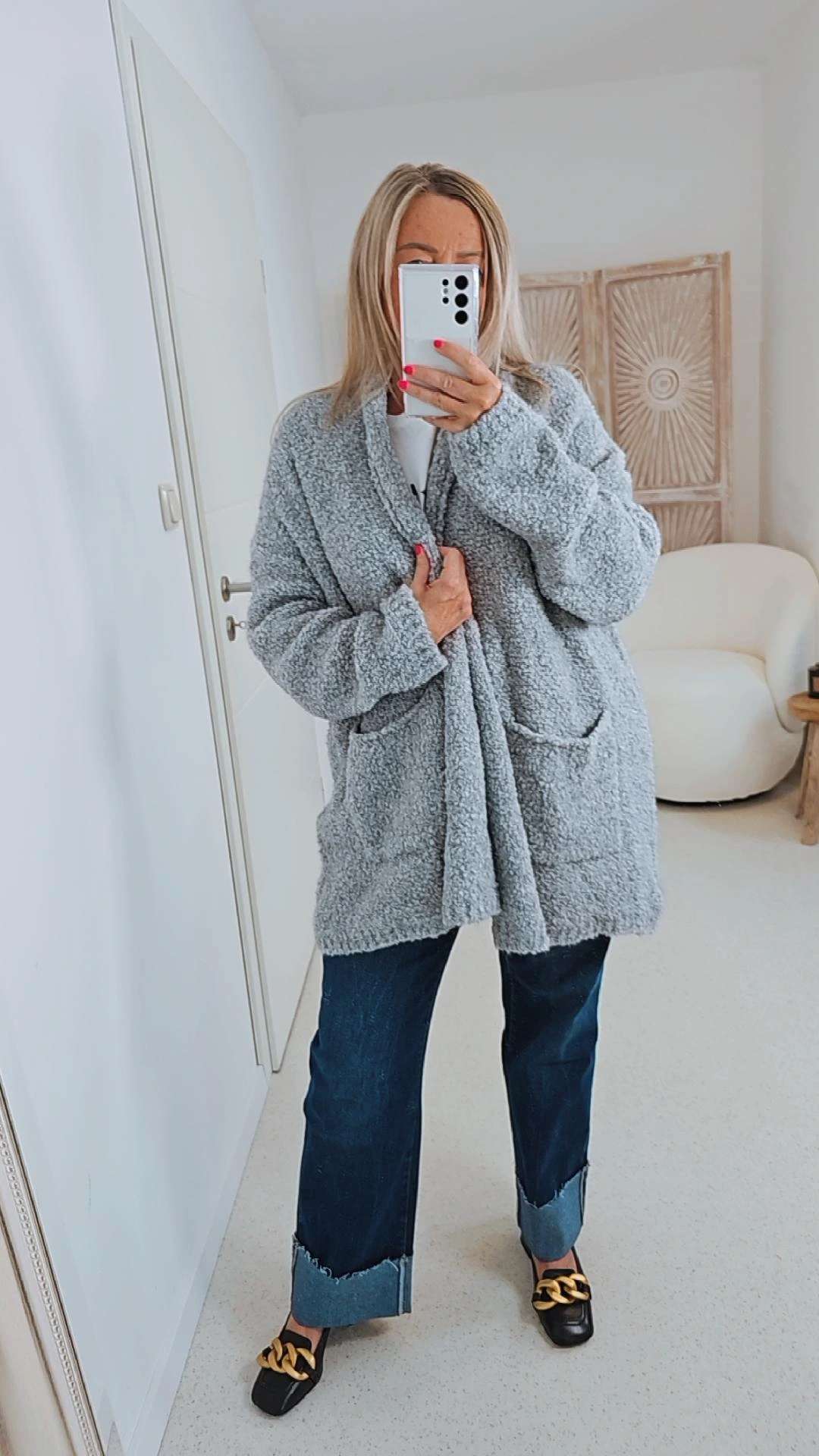 BOUCLE KNIT CARDIGAN MIRIAM SHORT 34-42 Made in Italy kurze Strick Jacke Oversize BOUCLE KNIT CARDIGAN MIRIAM SHORT 34-42 Made in Italy kurze Strick Jacke Oversize