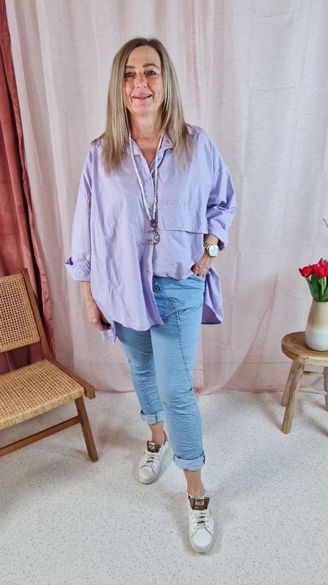 OVERSIZE  BLUSE MIA FLIEDER  36 - 42 Made in Italy Bluse   