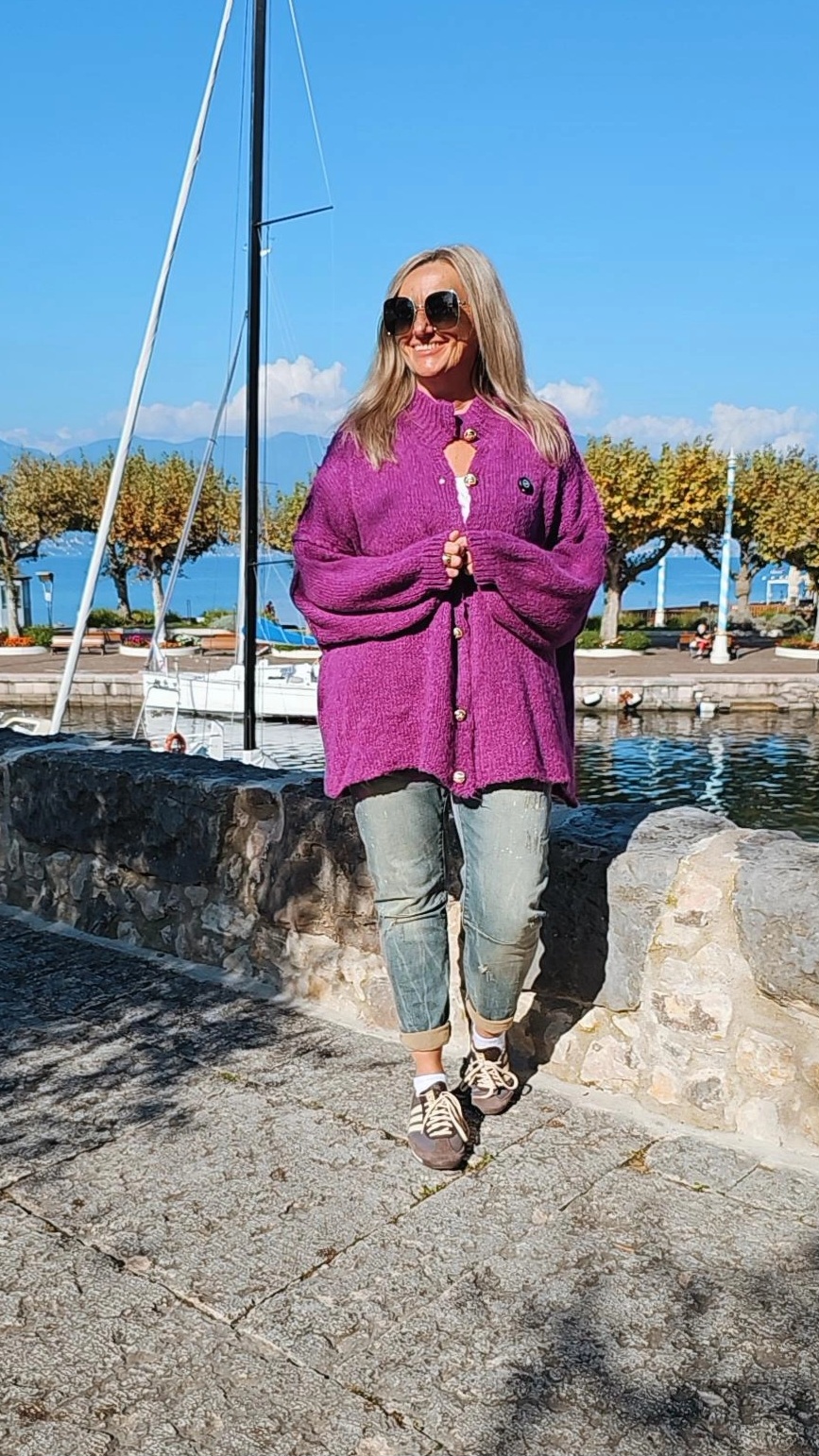 OVERSIZE CARDIGAN MALI  Made in Italy 34 - 50  Strickjacke Knöpfe