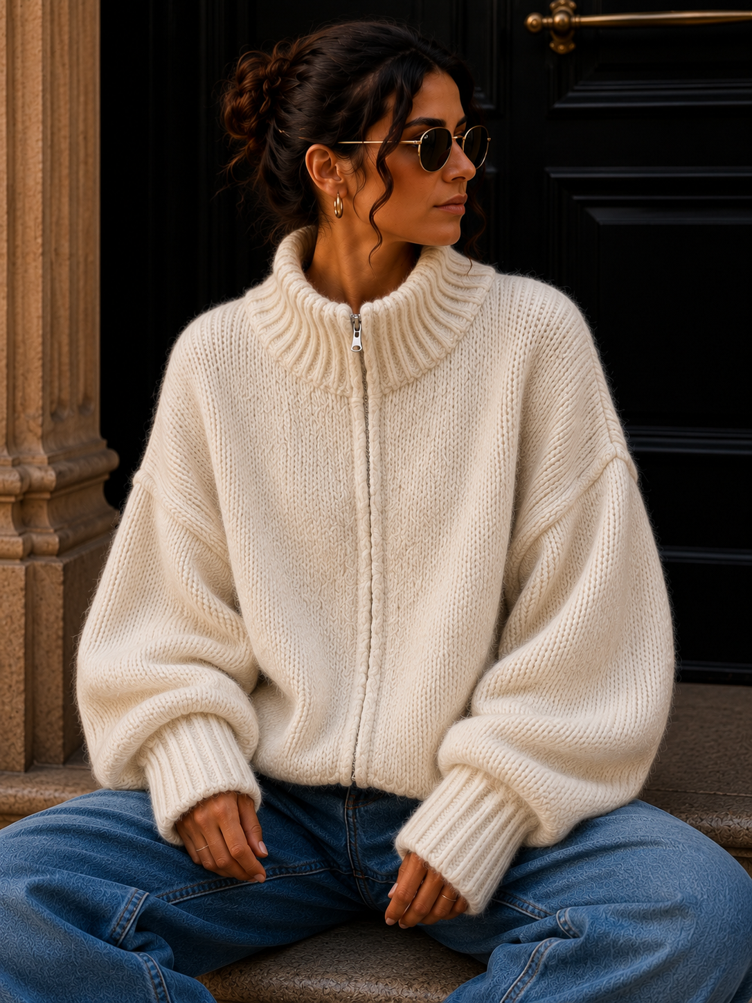 Strickjacke mit Reißverschluss I SJ0043 I Made in Italy 34-46