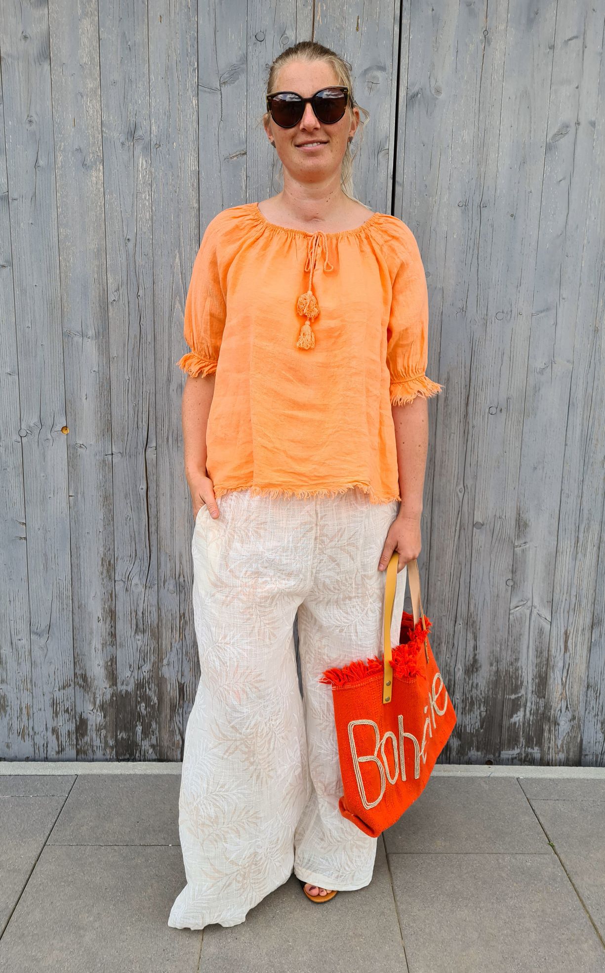LINEN BLUSE VERONA KORALLE 34-40 Made in Italy Leinen Oversize Tunika Shirt ORANGE LINEN BLUSE VERONA KORALLE 34-40 Made in Italy Leinen Oversize Tunika Shirt ORANGE