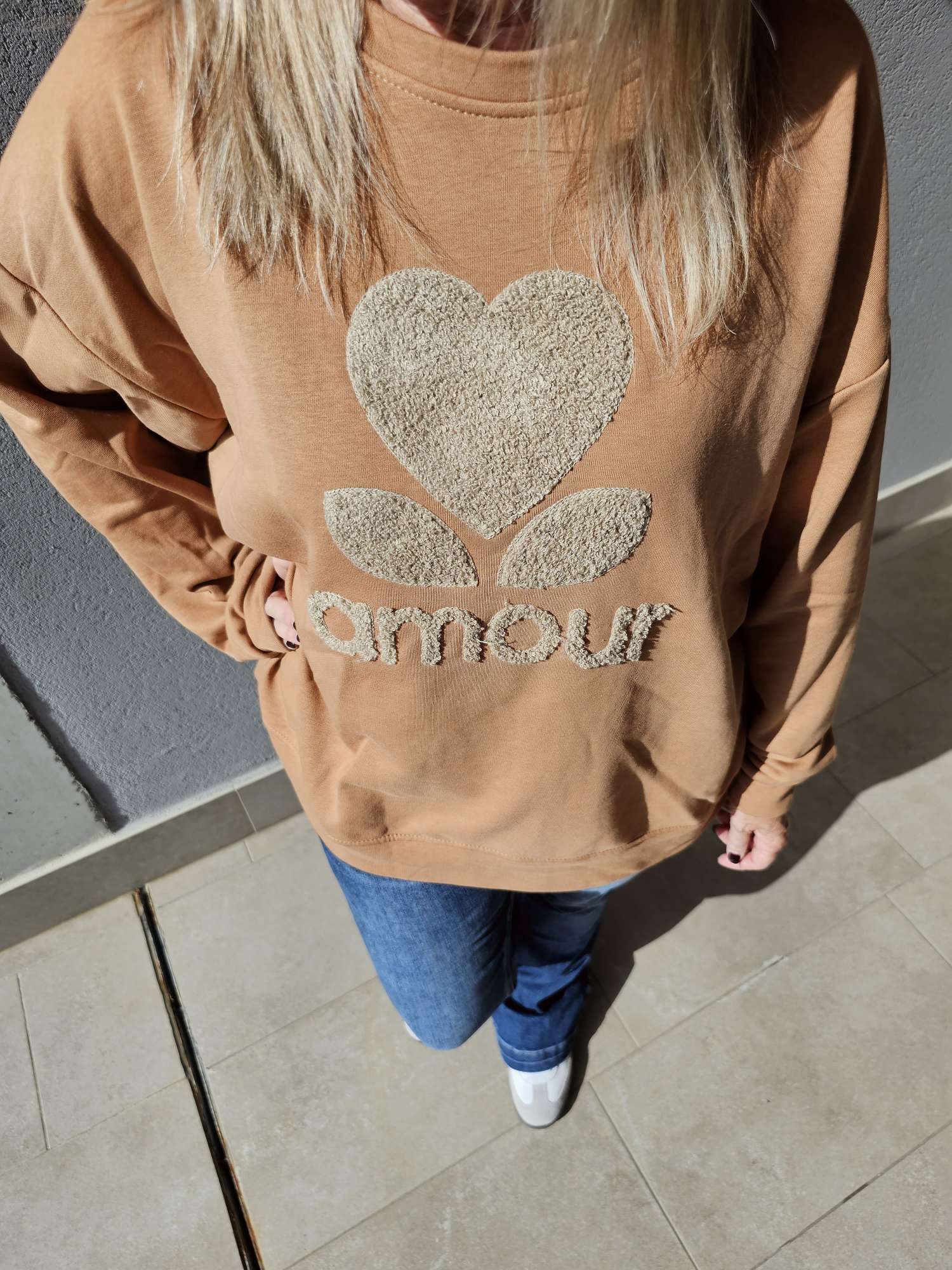 BASIC SWEATER AMOUR geflockt Made in Italy 34 - 42 BASIC SWEATER AMOUR geflockt Made in Italy 34 - 42