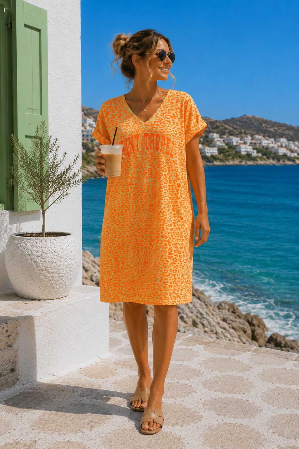 Leo-T-Shirt-Kleid Safiya Saint Tropez Made in Italy 34-42/44