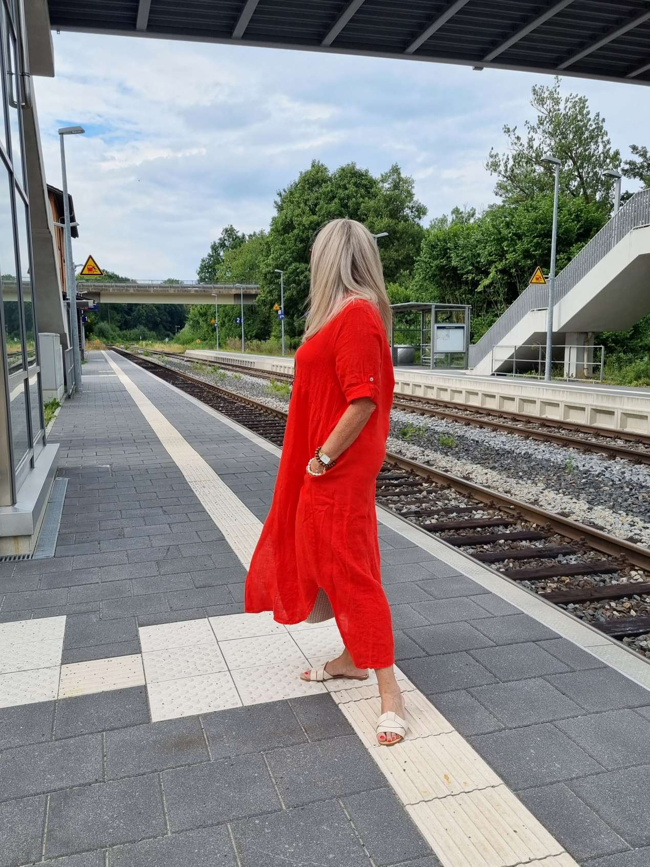 LINEN DESS WILMA KORALLE 34-42 Made in Italy Leinen Kleid Long Bluse Mantel LINEN DESS WILMA KORALLE 34-42 Made in Italy Leinen Kleid Long Bluse Mantel