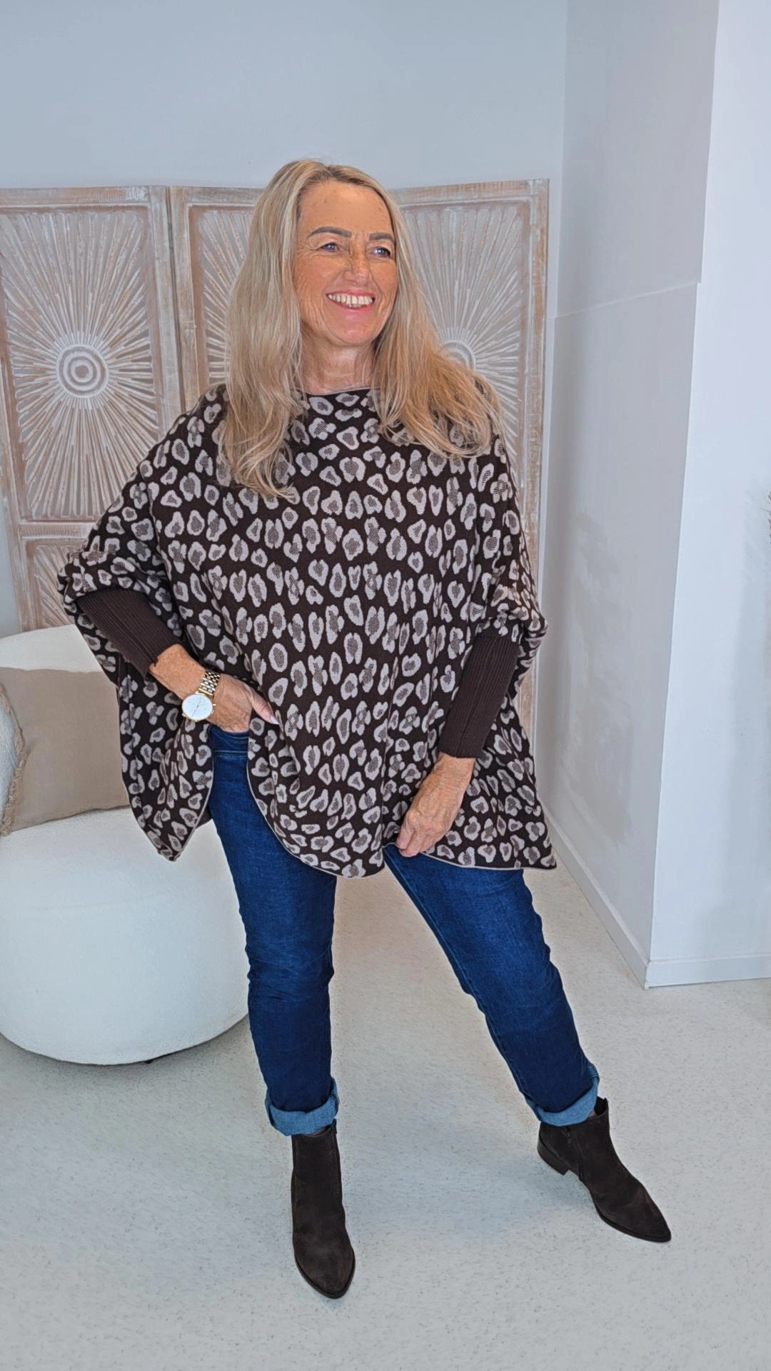 LÄSSIGER LEO-STRICKPULLOVER DAVINA Fledermaus-Schnitt 34-48 Made in Italy