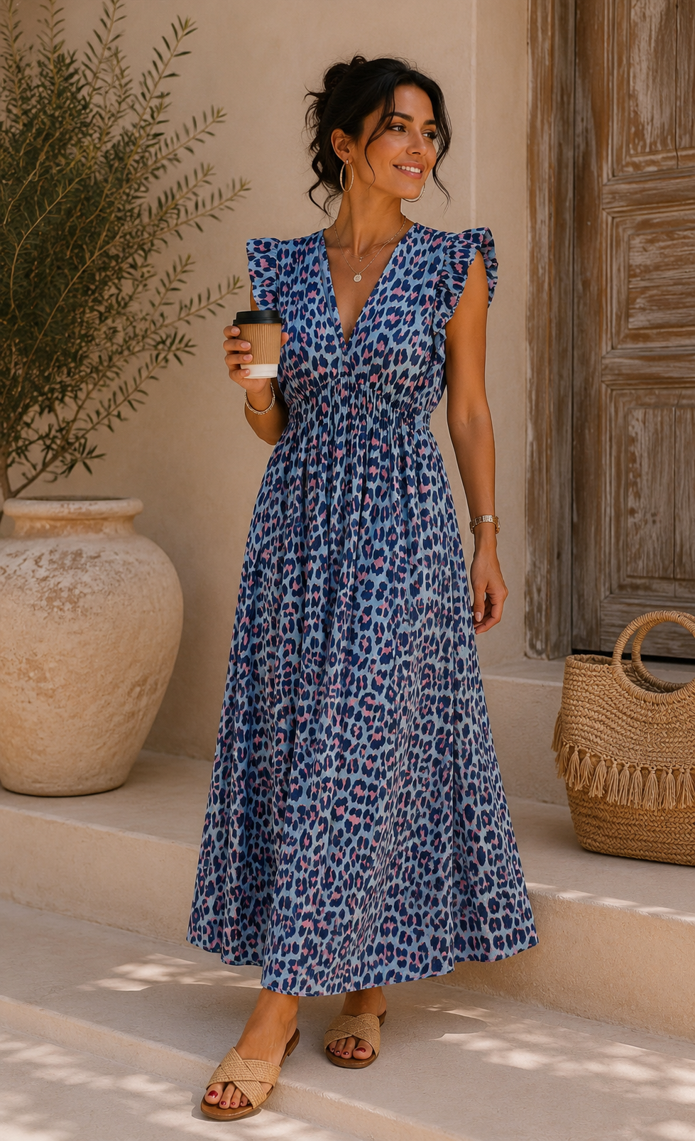 MUSSELIN KLEID ZOE BIG LEO  34 - 42 Made in Italy ärmellos Rüsche