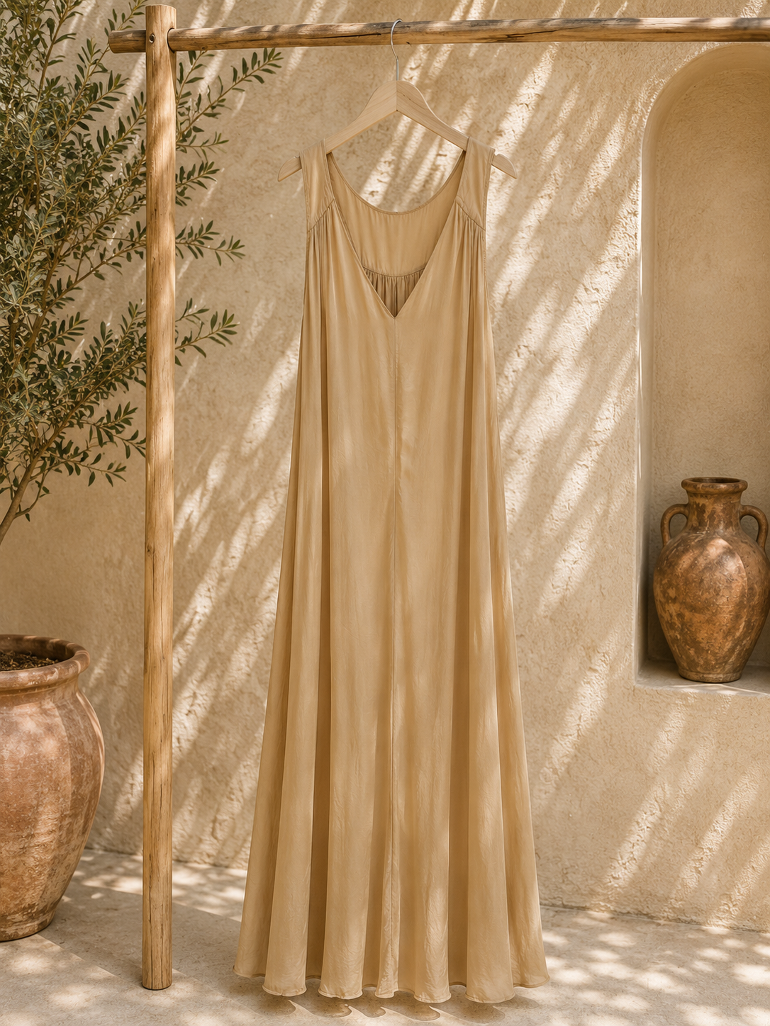 Maxikleid Jamila Uni Glänzende Eleganz Made in Itlay 34-40/42