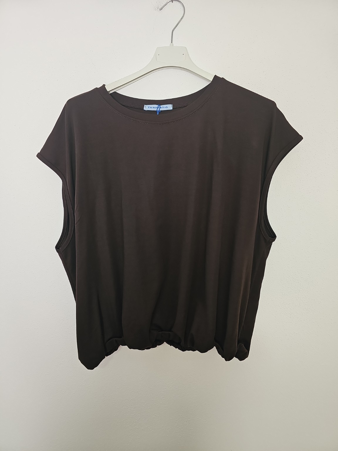 Basic T-Shirt Annalisa mit Gummibund Uni Made in Italy 34-40/42
