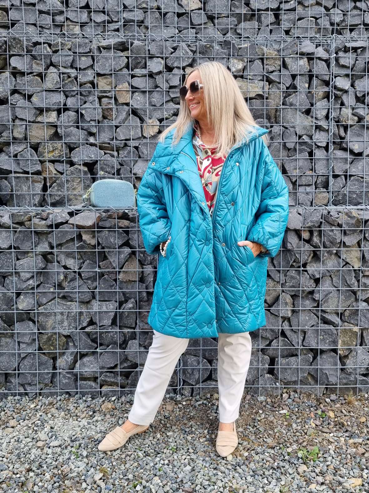 COAT NICOLETTA TÜRKIS Oversize Steppjacke lange Jacke Mantel Italy Style versch. Größen COAT NICOLETTA TÜRKIS Oversize Steppjacke lange Jacke Mantel Italy Style versch. Größen