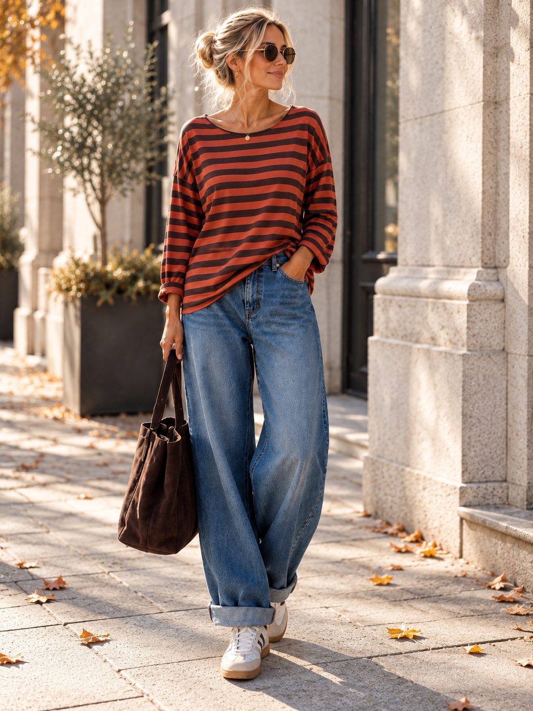Longsleeve mit Streifen I LS0039 I Made in Italy 34-42
