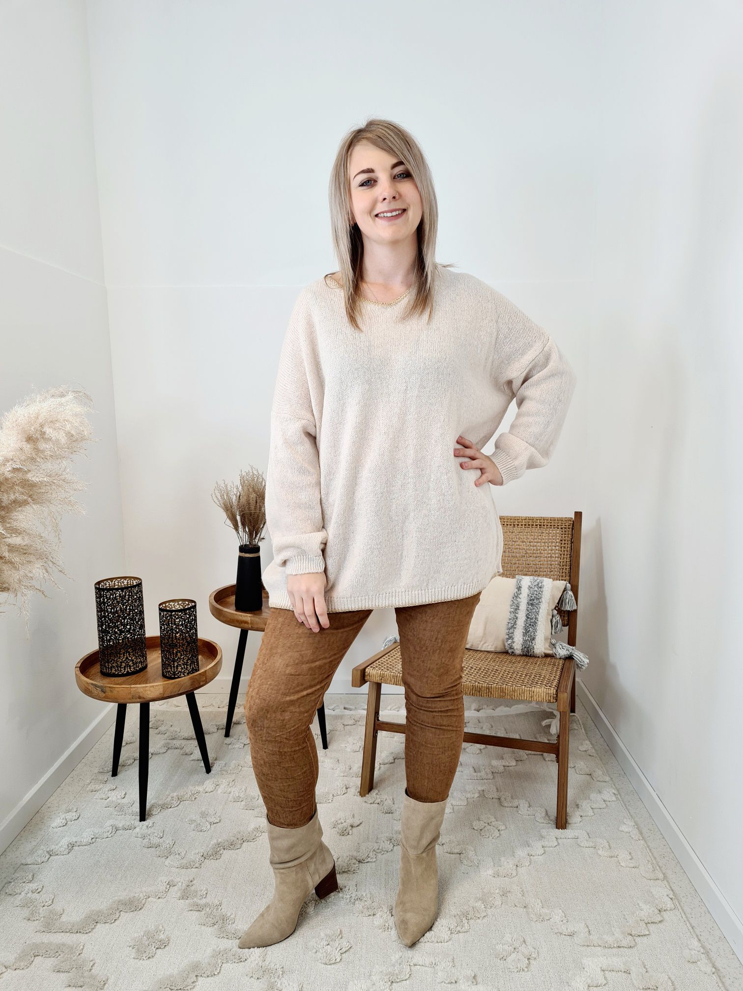 LIGHT KNIT SWEATER RENO CREME Strickpullover Pullover Langarm Longsleeve 34-42 Oversize Made in Italy LIGHT KNIT SWEATER RENO CREME Strickpullover Pullover Langarm Longsleeve 34-42 Oversize Made in Italy