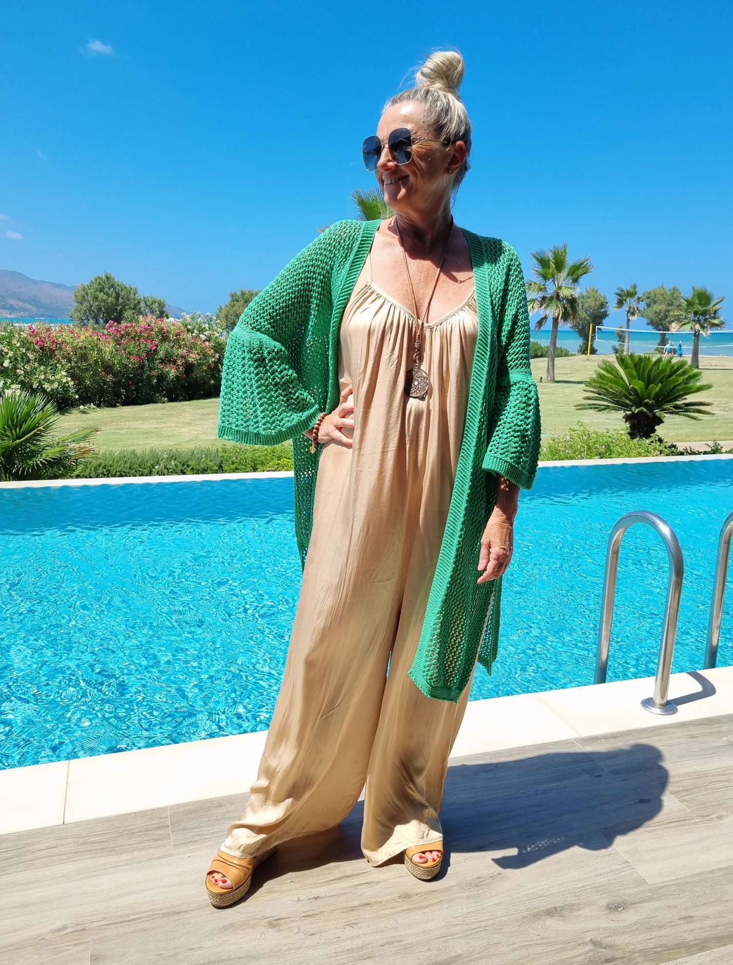 SILK JUMPSUIT PARIS BEIGE 34-42 Made in Italy Seide Overall Zweiteiler 4945 SILK JUMPSUIT PARIS BEIGE 34-42 Made in Italy Seide Overall Zweiteiler 4945