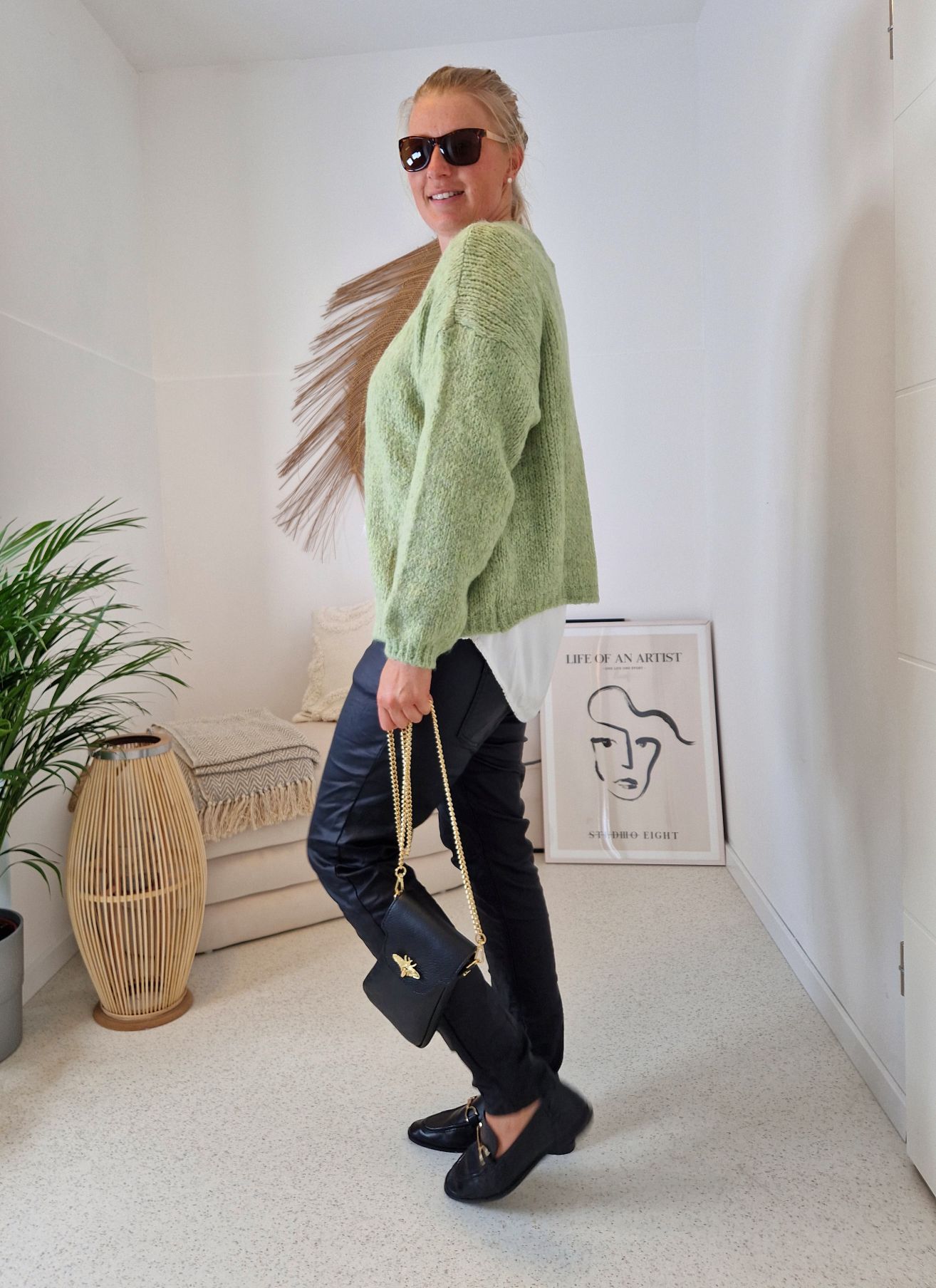 KNIT CARDIGAN MILLY GRÜN 34-42 Made in Italy kurze Strickjacke KNIT CARDIGAN MILLY GRÜN 34-42 Made in Italy kurze Strickjacke