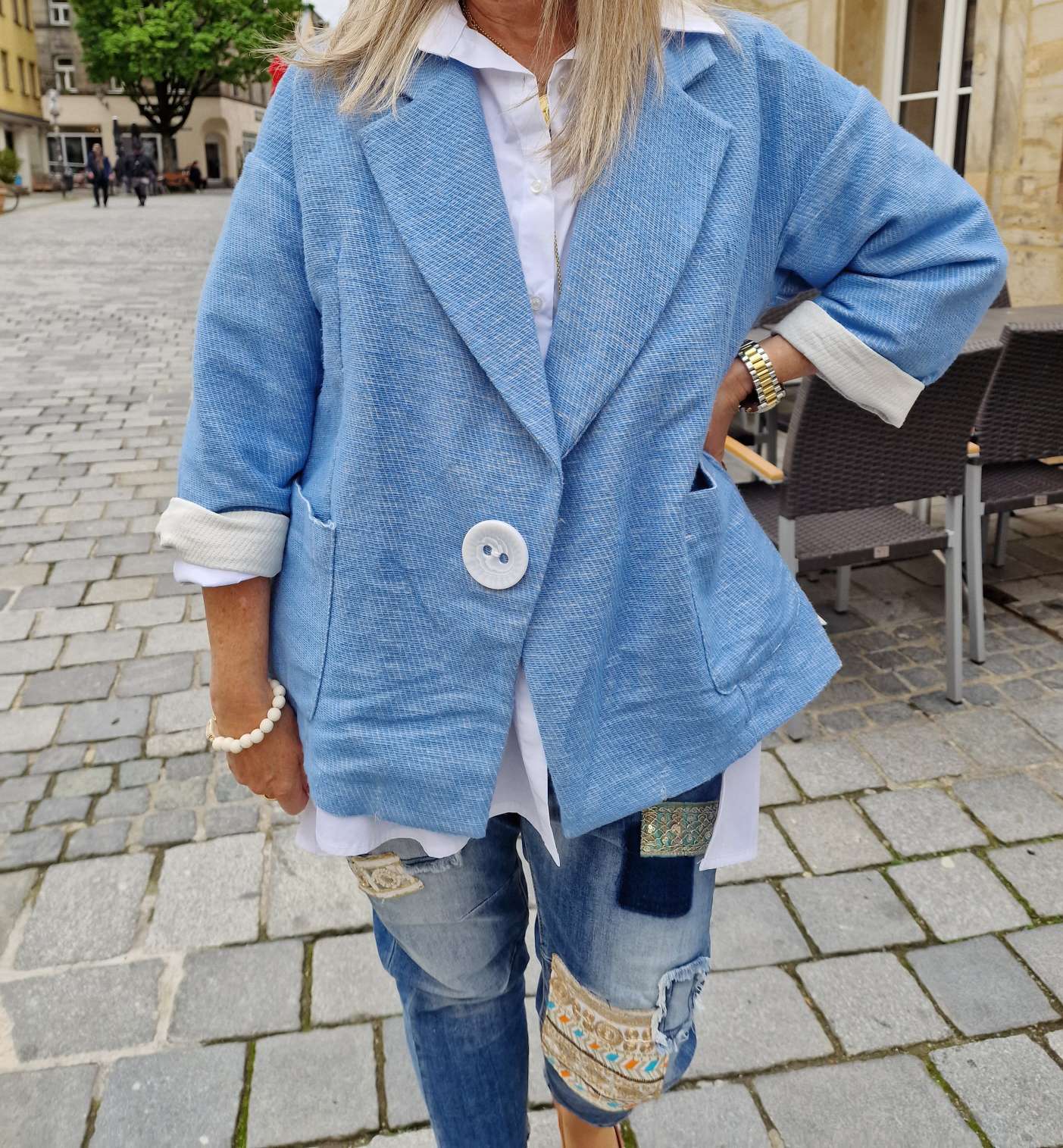 BLAZER RENE BLAU  34-42/44 Made in Italy Oversize Anzug Jacke  