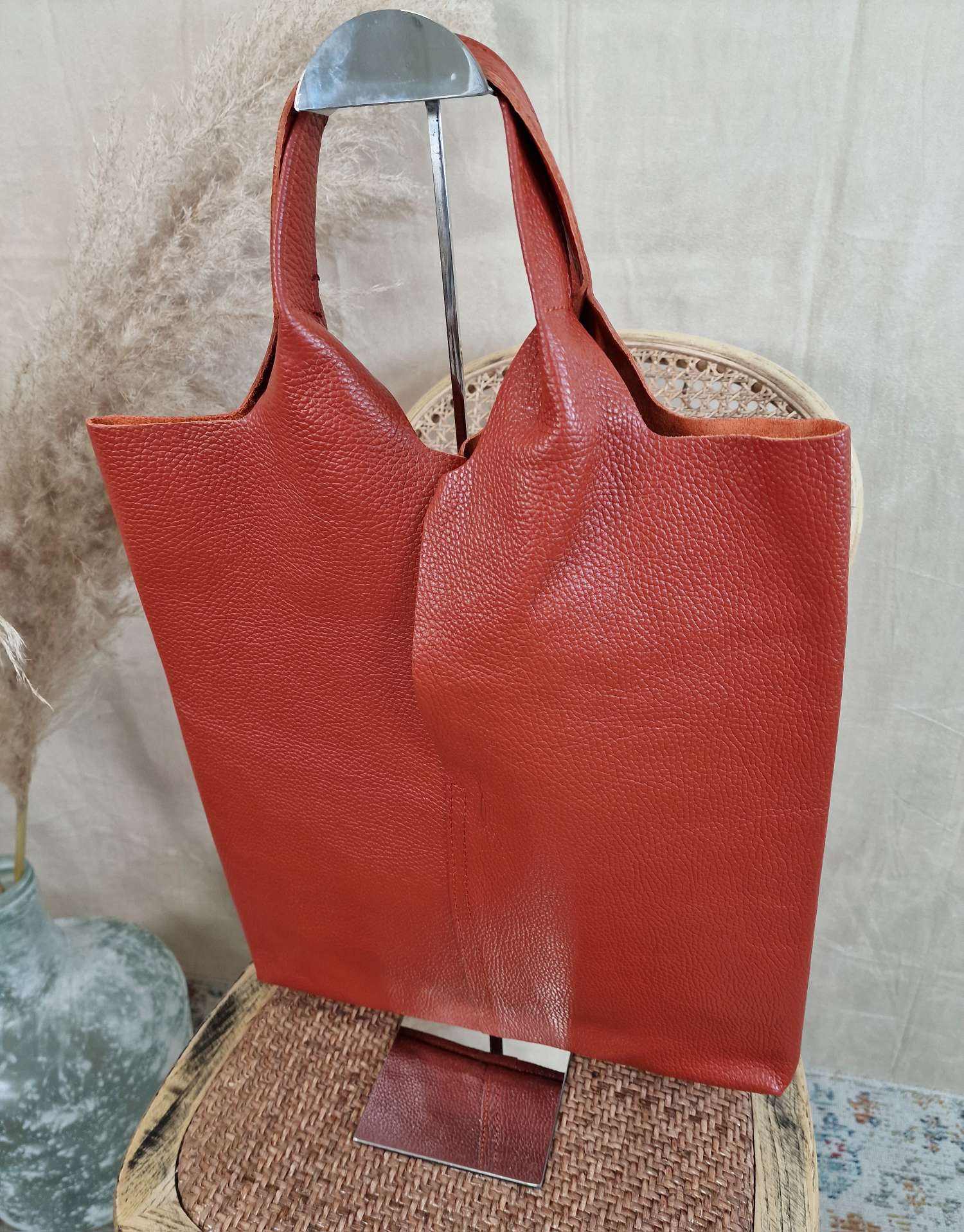 LEDER SHOPPER ADAM ROST ROT Made in Italy Echtleder Tasche Schultertasche versch. Farben