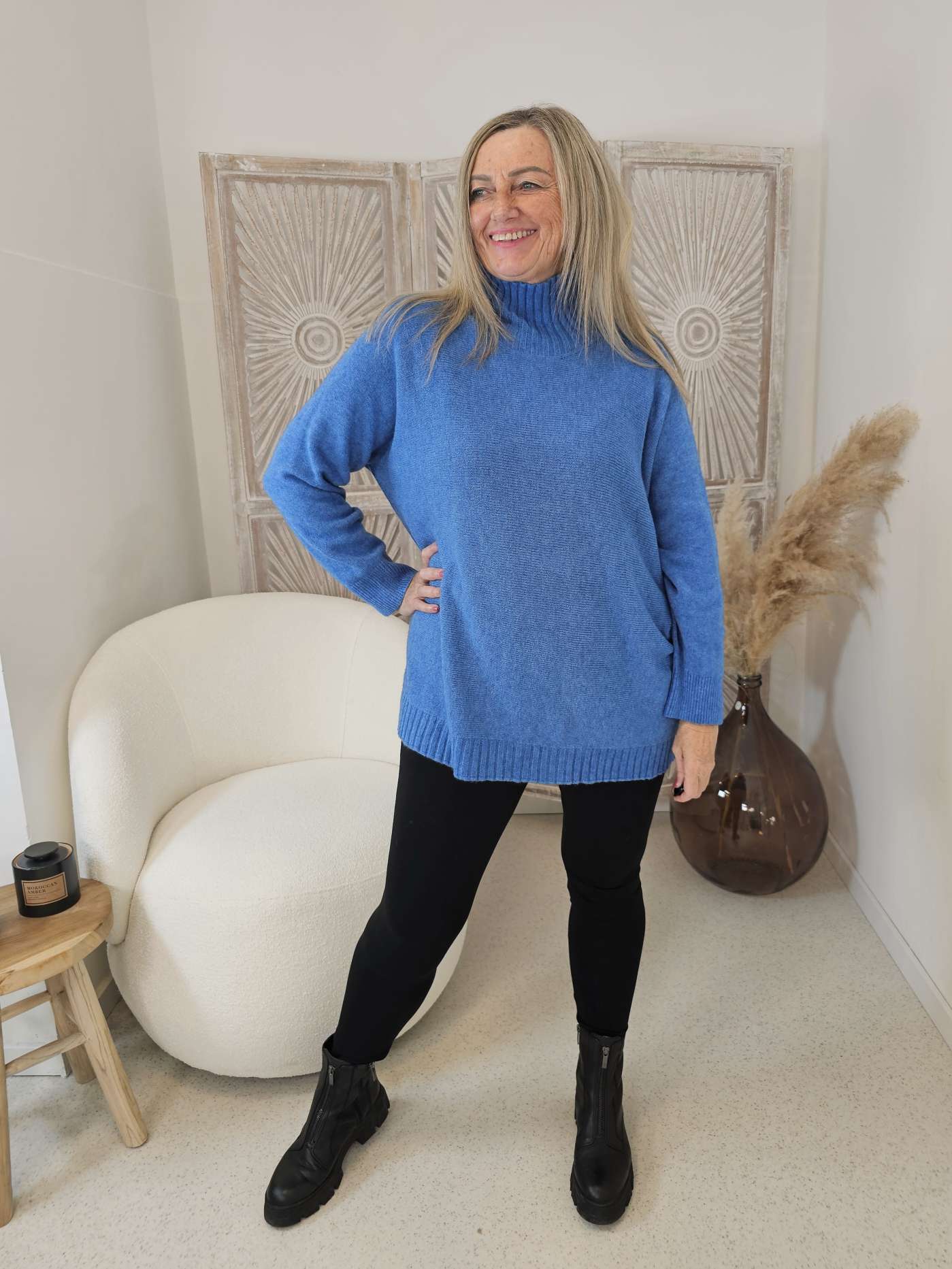 LIGHT KNIT SWEATER ALISON Stehkragen Oversize 34- 42 Made in Italy Pullover LIGHT KNIT SWEATER ALISON Stehkragen Oversize 34- 42 Made in Italy Pullover