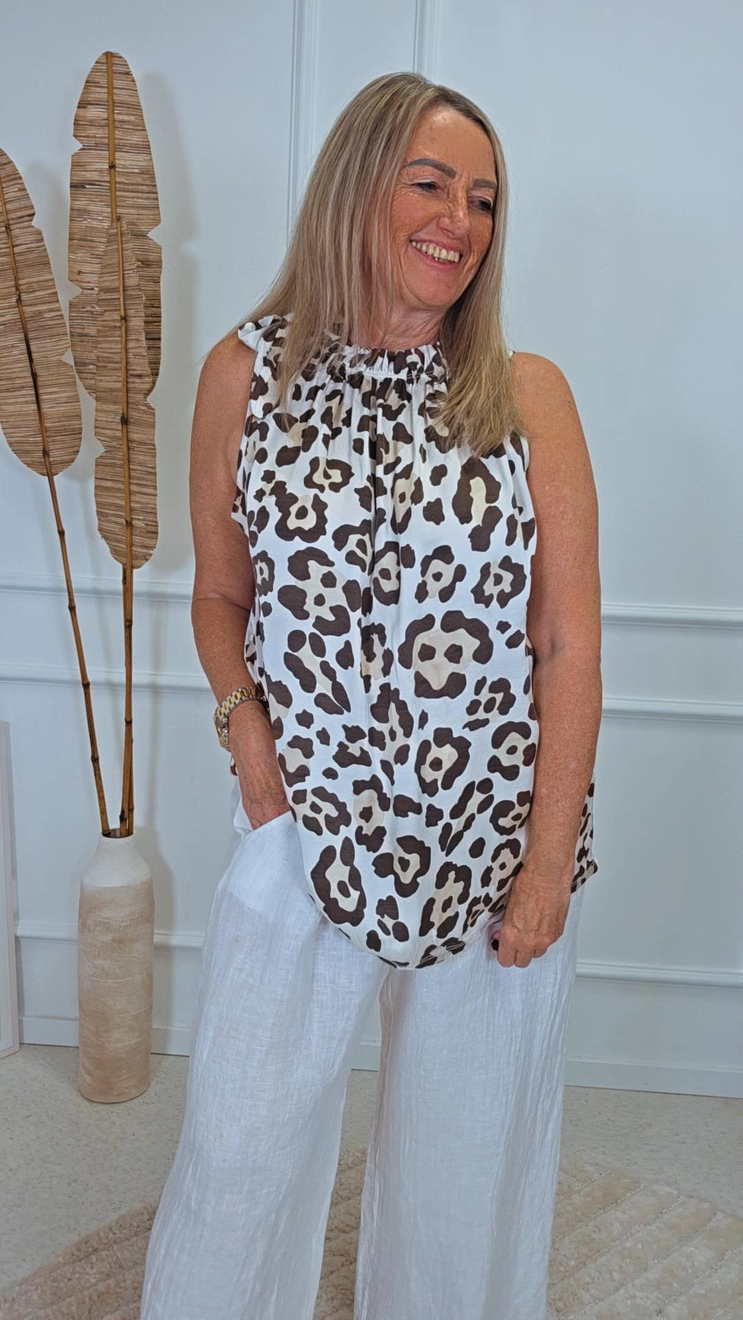 EDLES TOP JOSEPHINE SEIDENMIX SILK LEO Made in Italy 34-42/44