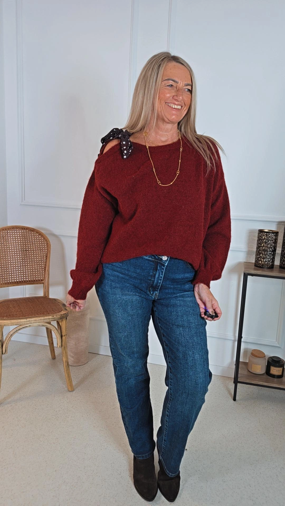 COZY KNIT SWEATER MACY Schleife Made in Italy 34 -44 Strick Pullover