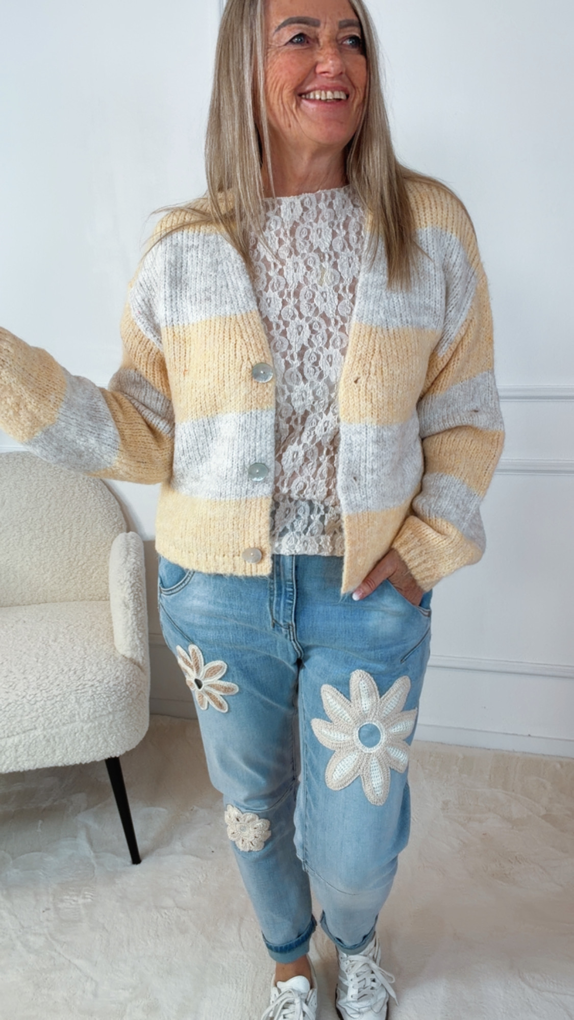 ✨Kuscheliger Streifen-Cardigan Emma in zwei Farbvarianten ✨ 34-42 Italy Style