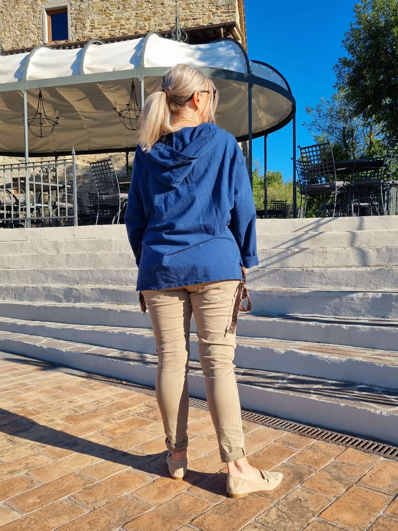 HOODIE NAOMI BLAU Sweater Kapuze Made in Italy 34-42 Longsleeve Pullover LEO Leopard HOODIE NAOMI BLAU Sweater Kapuze Made in Italy 34-42 Longsleeve Pullover LEO Leopard
