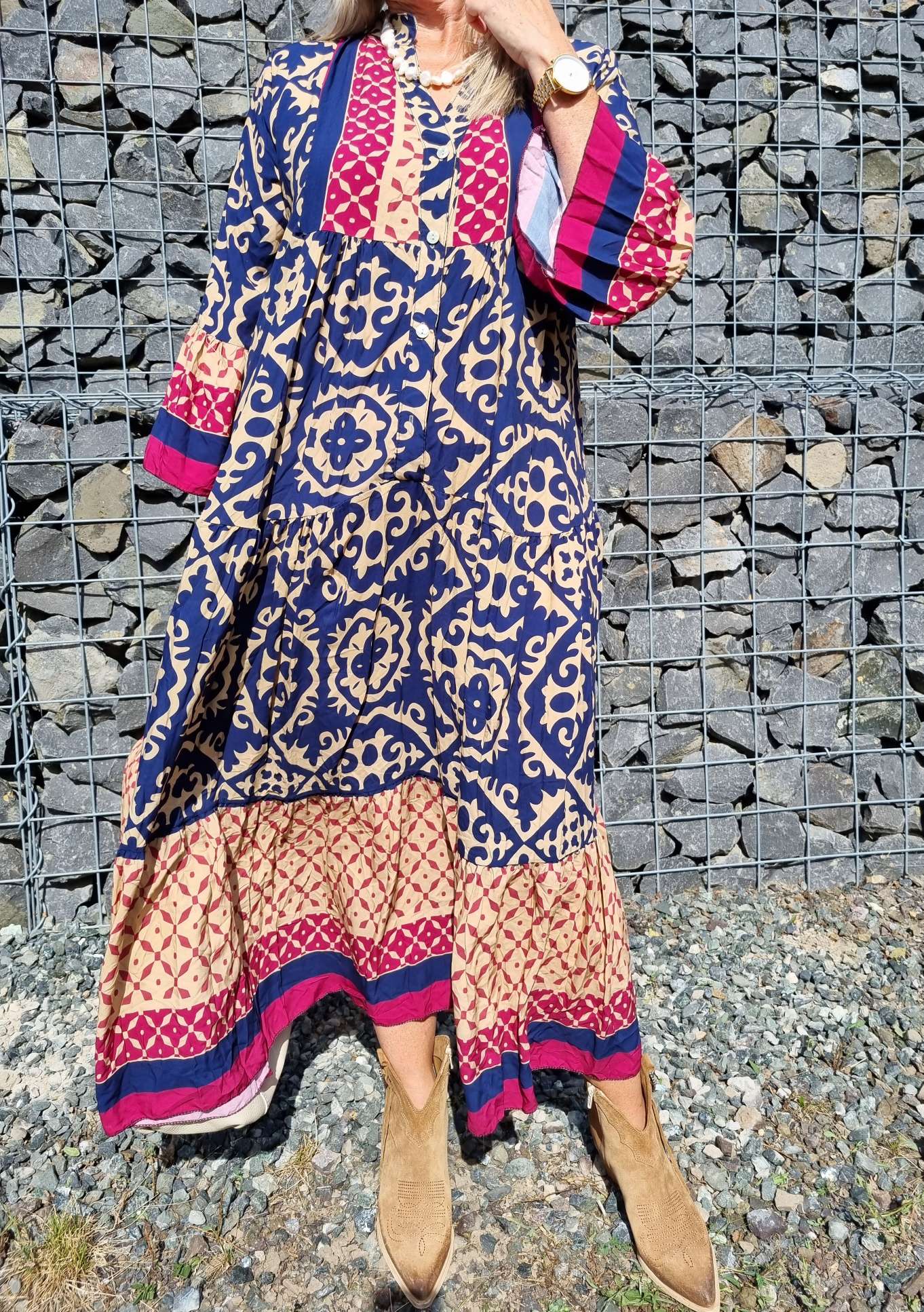 MAXI TUNIKA DRESS IRINA BLAU 34-42 Made in Italy langes Kleid Hängerchen Tunikakleid MAXI TUNIKA DRESS IRINA BLAU 34-42 Made in Italy langes Kleid Hängerchen Tunikakleid