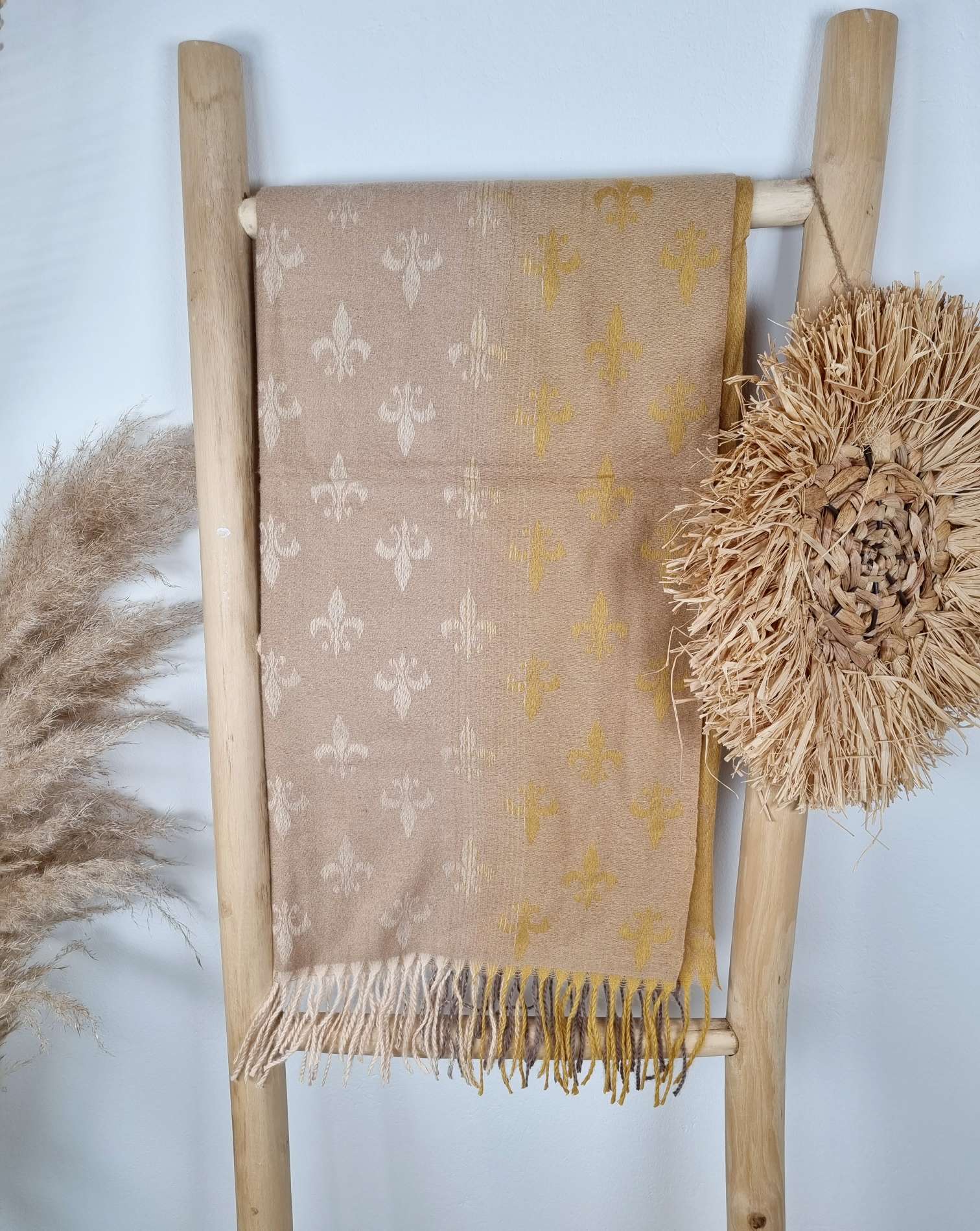 SCHAL SCARF CROWN CAMEL Edles Viskose Tuch Italy Style Plaid SCHAL SCARF CROWN CAMEL Edles Viskose Tuch Italy Style Plaid