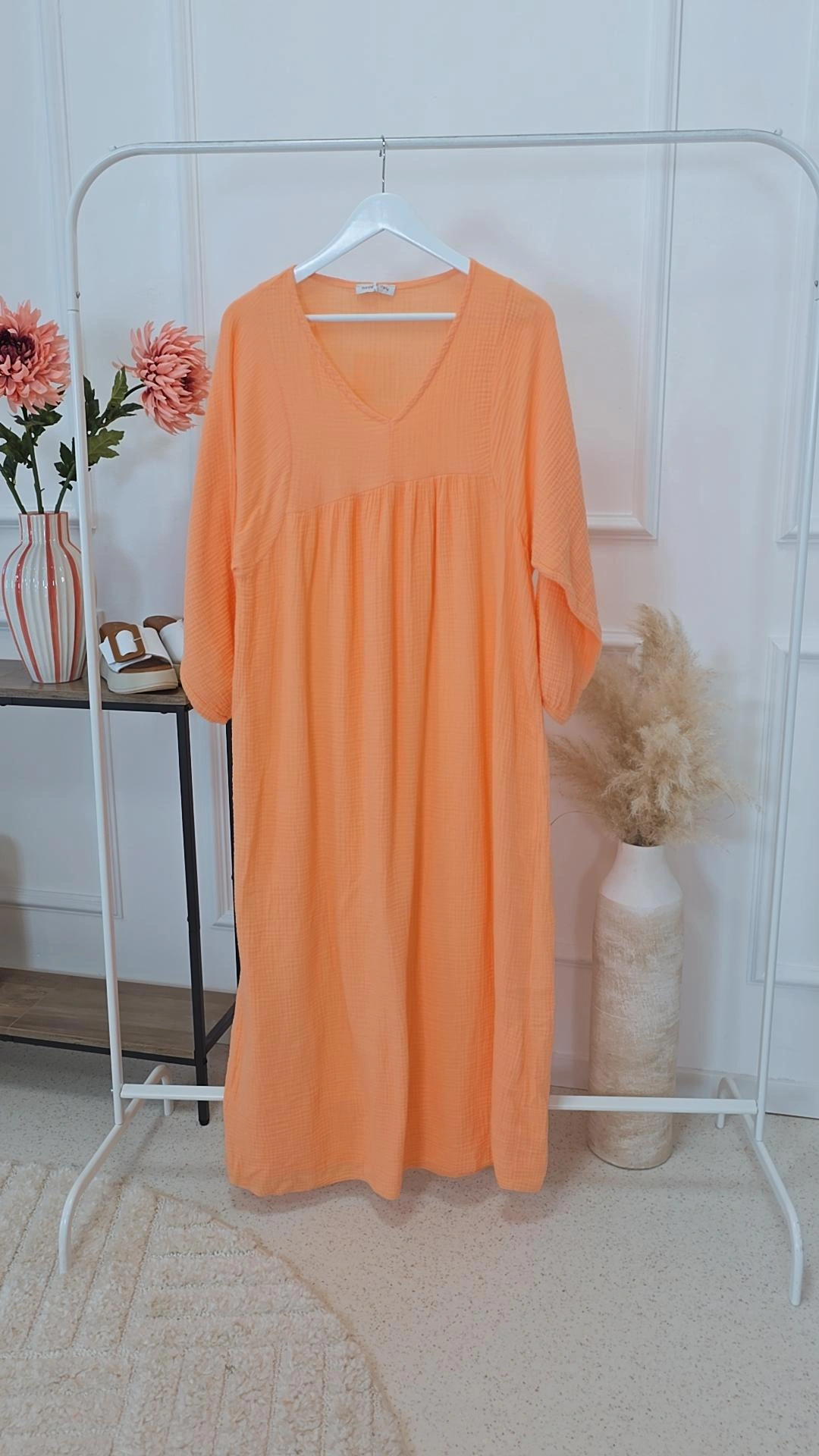 MUSSELIN MAXI DRESS PAROS NEW Made in Italy 34-44/46  Oversize Kleid