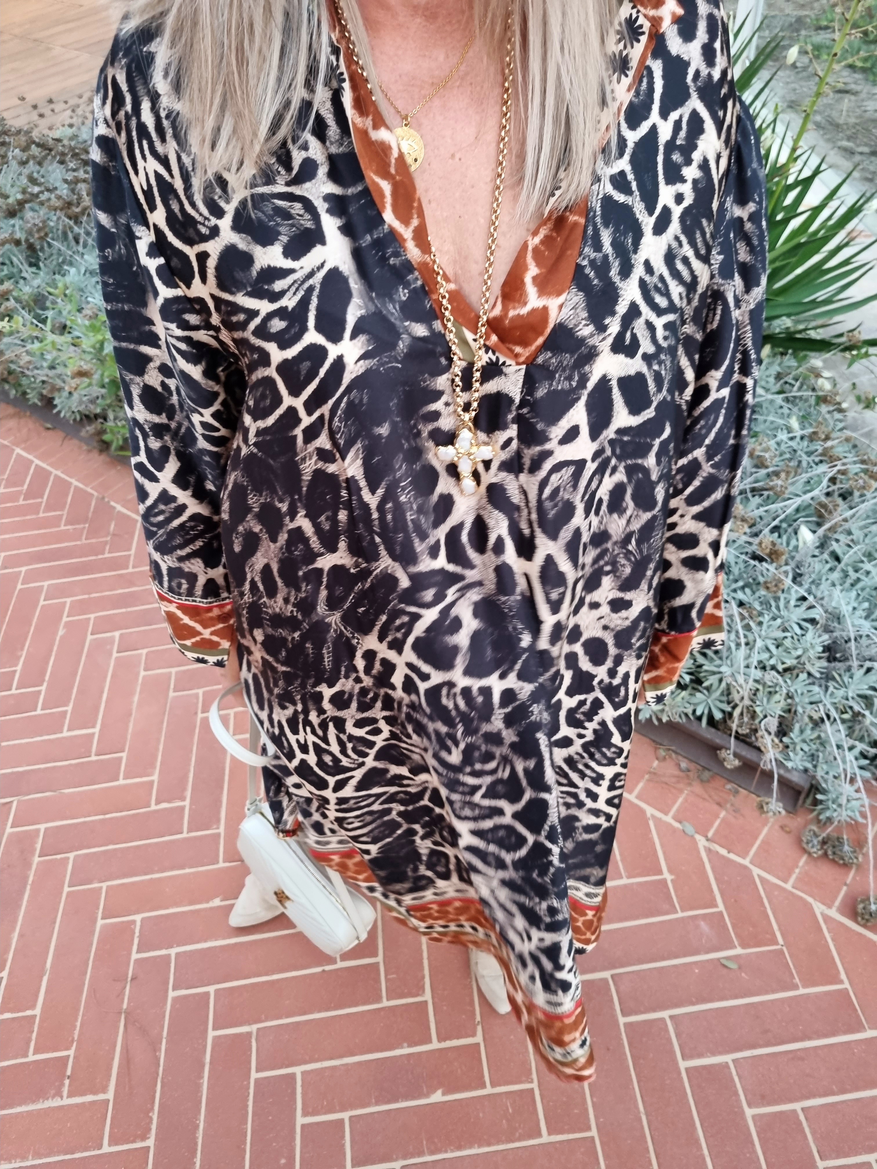 BLUSEN KLEID LUISE SCHWARZ langes Seiden Kleid Dress Longbluse Made in Italy 34-42 BLUSEN KLEID LUISE SCHWARZ langes Seiden Kleid Dress Longbluse Made in Italy 34-42