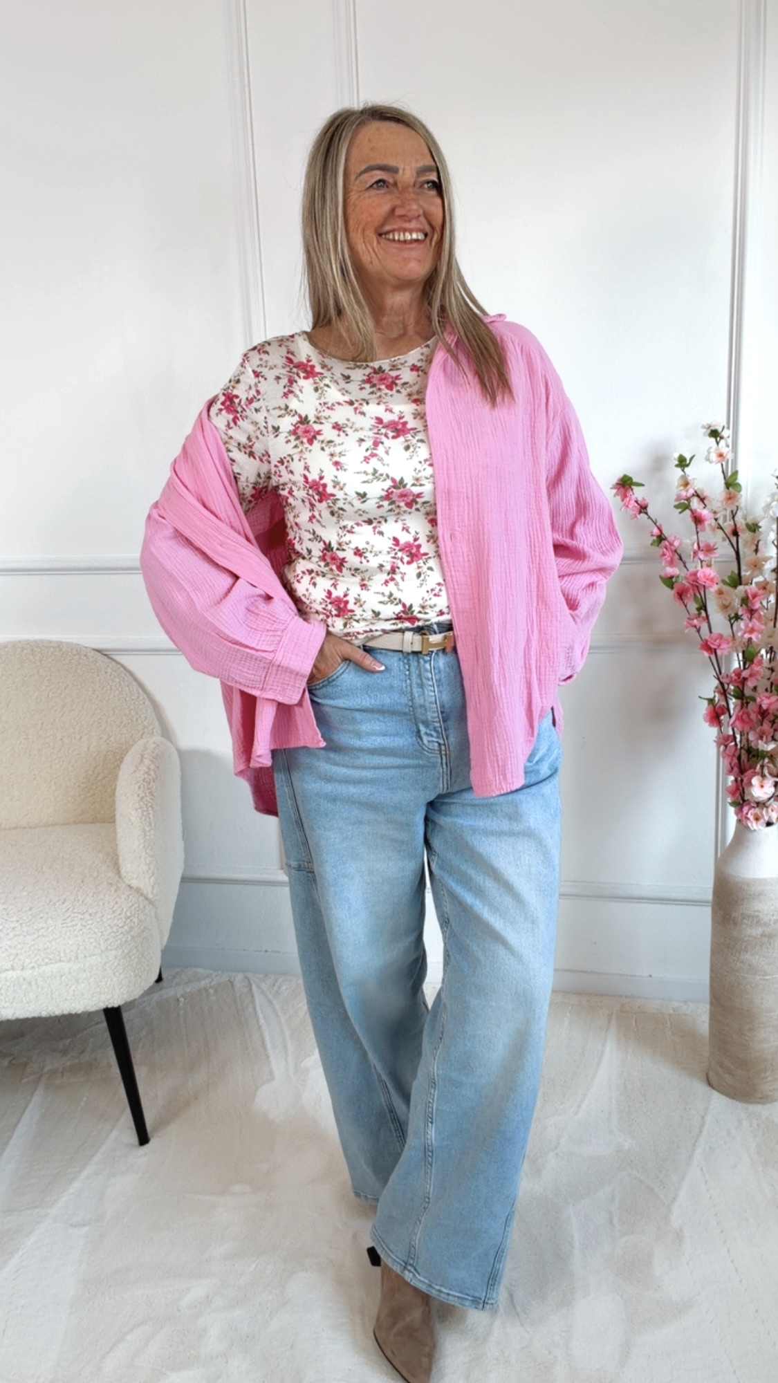 SHIRT LANGARM BLUMEN COLIN Made in Italy 34 - 38