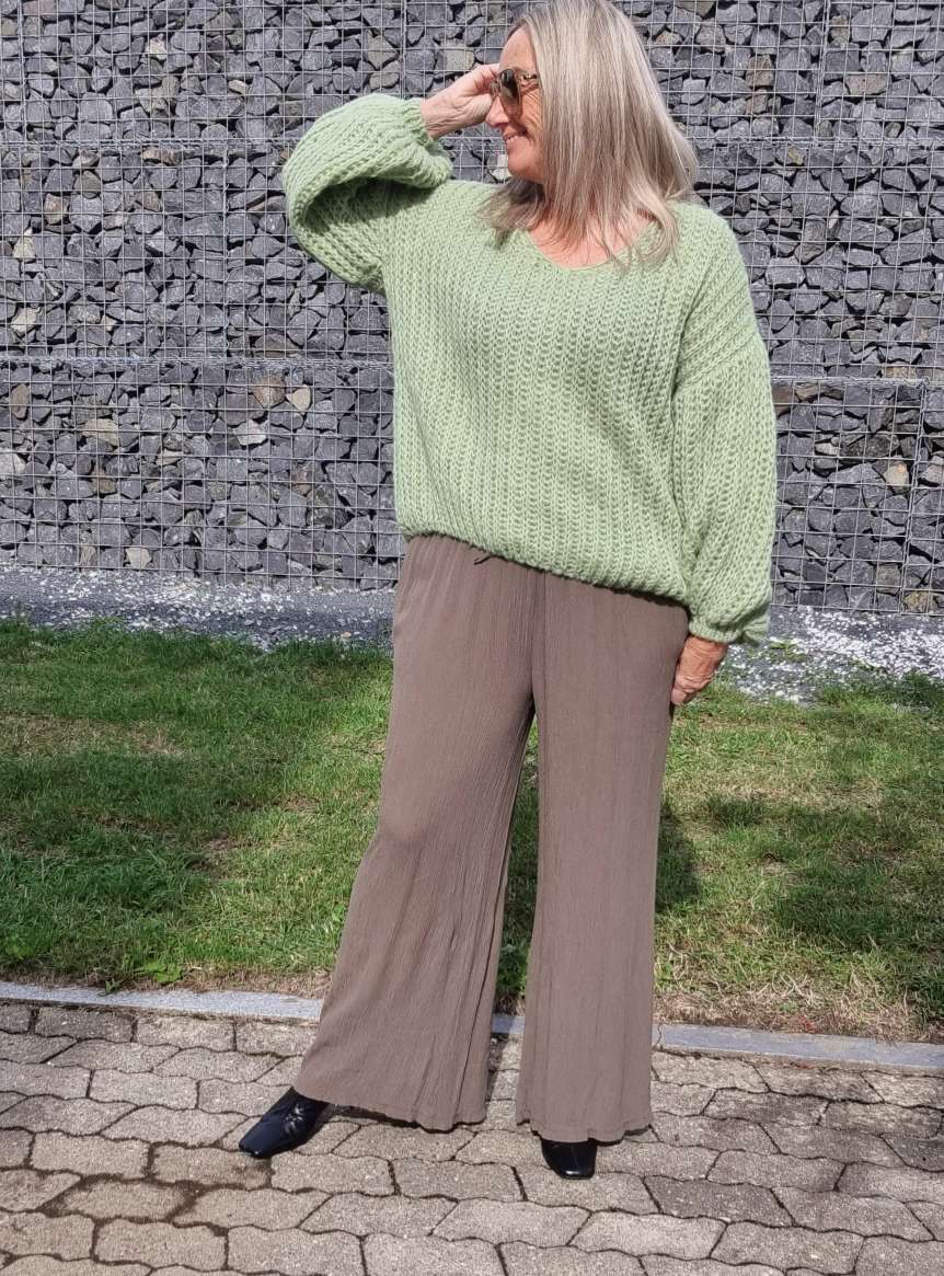 EDLE HOSE INESSA TAUPE Viskose Hose Made in Italy Palazzohose PANT Musselin Art 34-40 EDLE HOSE INESSA TAUPE Viskose Hose Made in Italy Palazzohose PANT Musselin Art 34-40