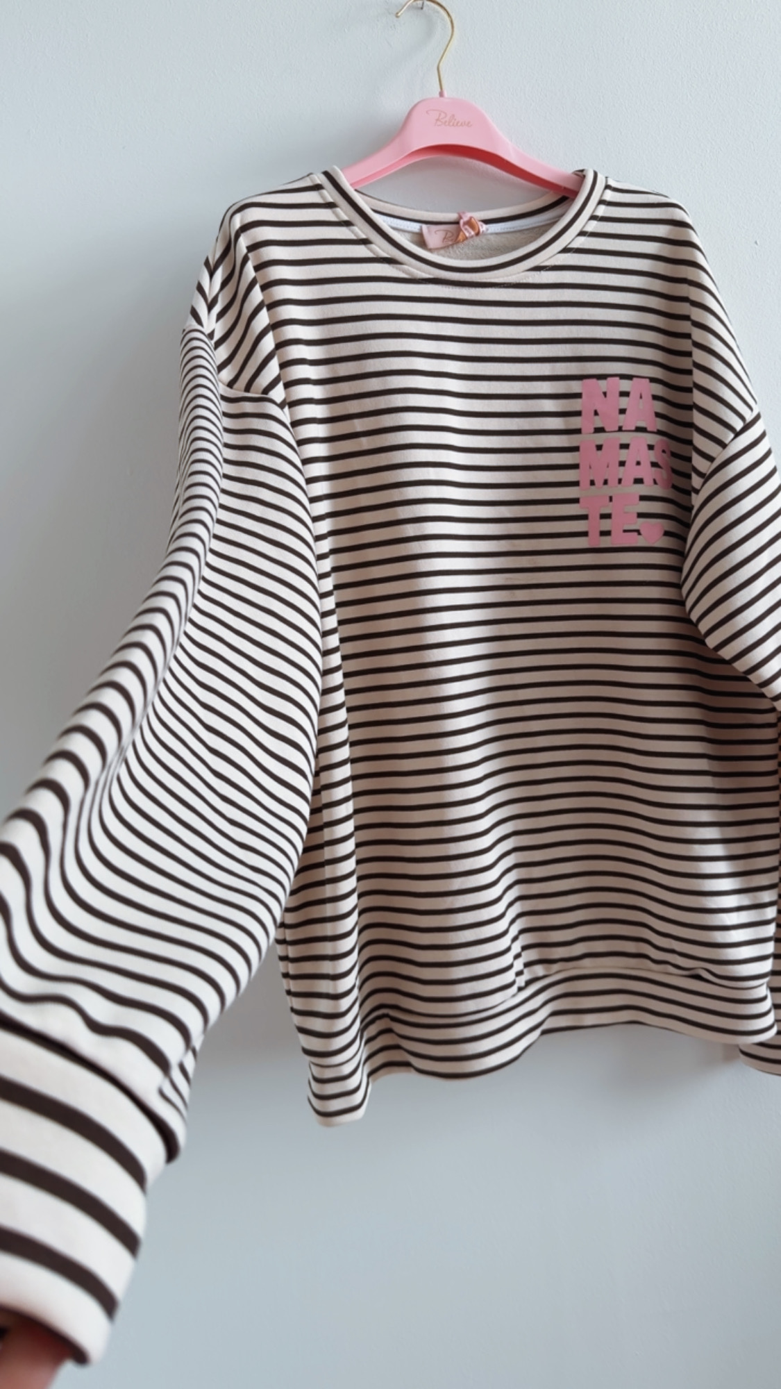 Sweatshirt – Sweater No. SW013 | Streifenlook | Oversize | Made in Italy | passend bis Gr. 42/44