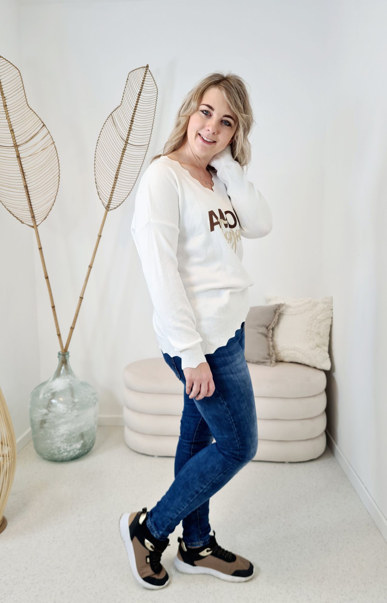 LONGSLEEVE SHIRT AMOUR TOUJORS CREME 34-42Made in Italy Langarm Pullover Oversize LONGSLEEVE SHIRT AMOUR TOUJORS CREME 34-42Made in Italy Langarm Pullover Oversize