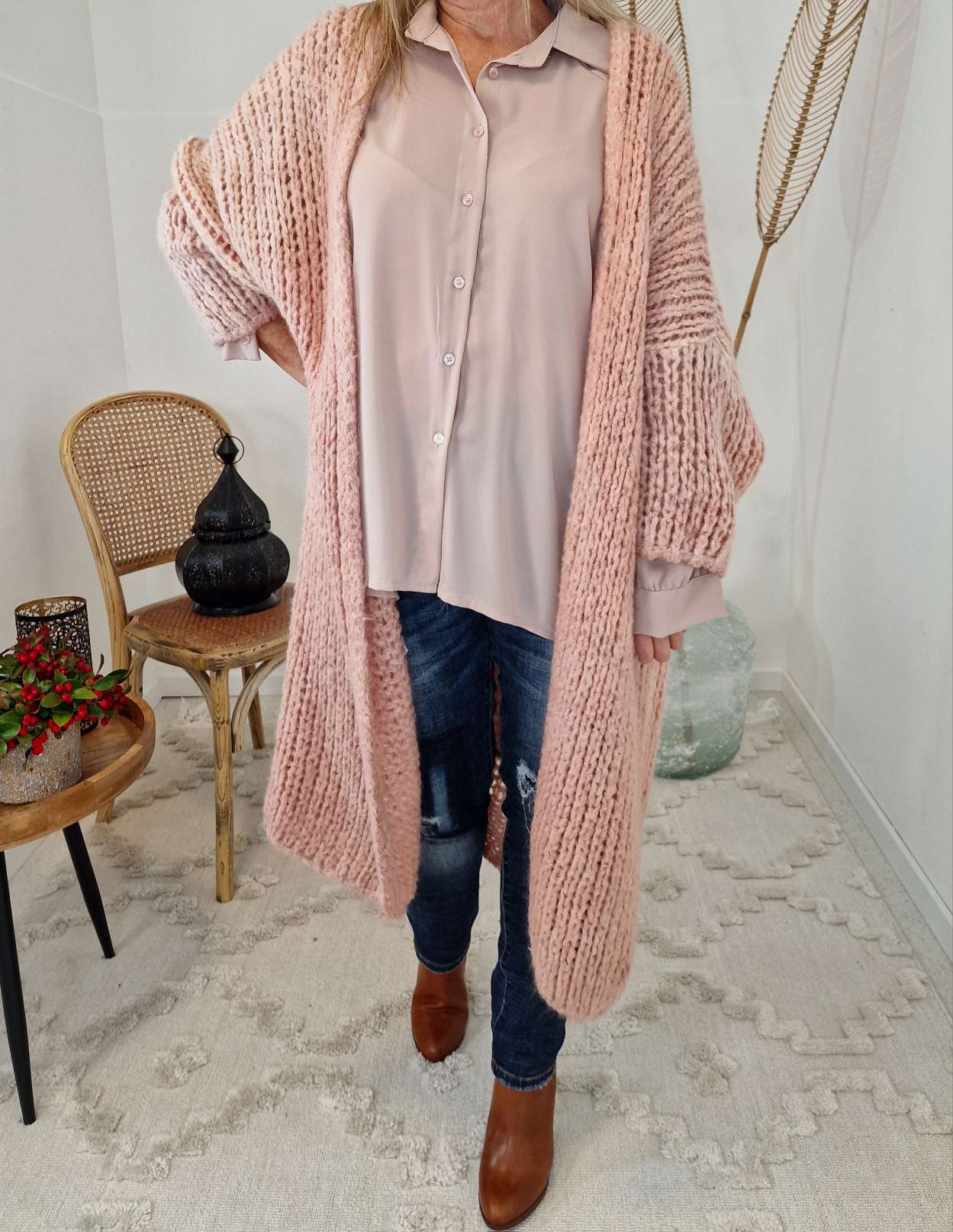 KNIT CARDIGAN LUCIEN ROSA 34-42 Made in Italy Strickjacke Mantel KNIT CARDIGAN LUCIEN ROSA 34-42 Made in Italy Strickjacke Mantel