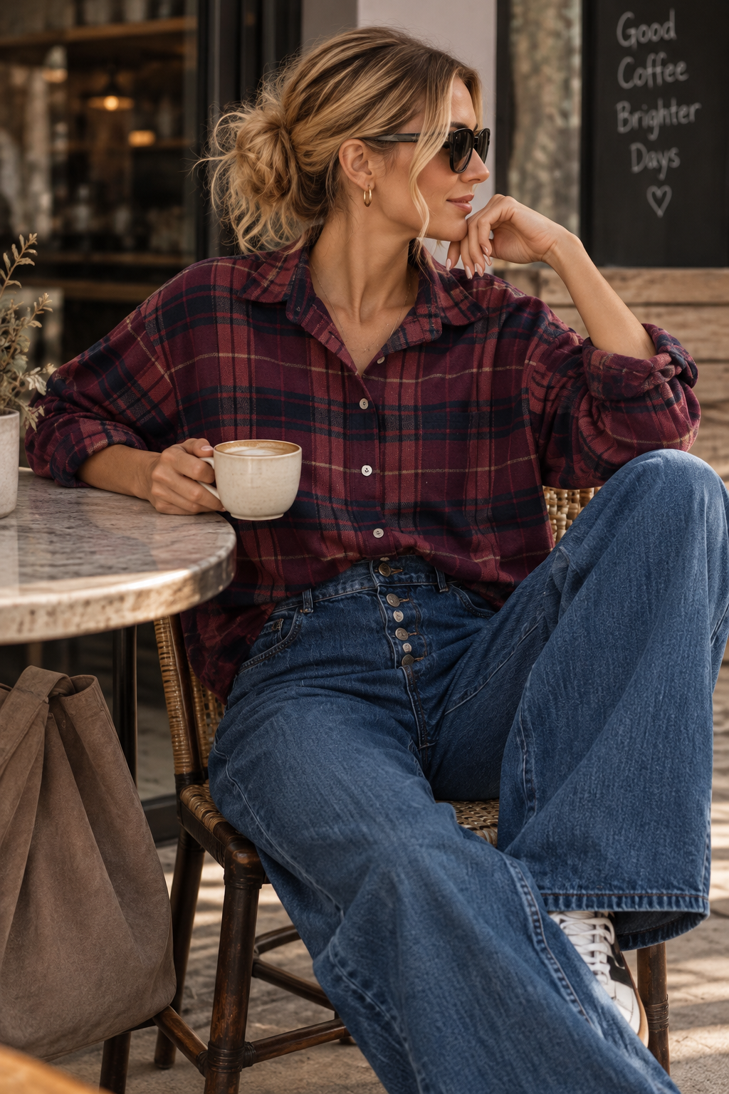 Cozy Flanell Karo Oversize-Bluse I BL0132 I 34-44 I Made in Italy