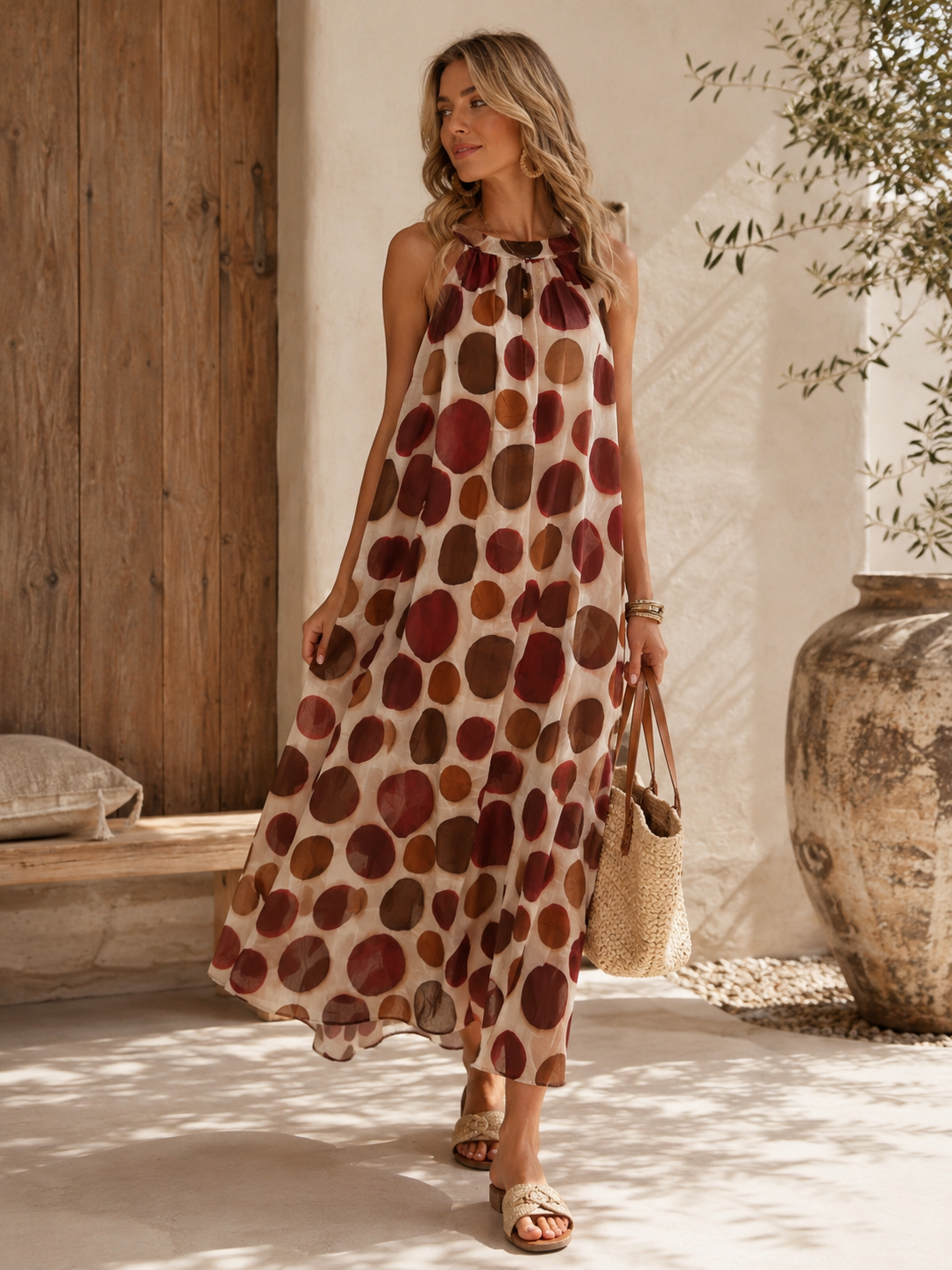 Polka Dots Kleid Zakynthos – Made in Italy | Passend bis zu einer guten Größe 42
