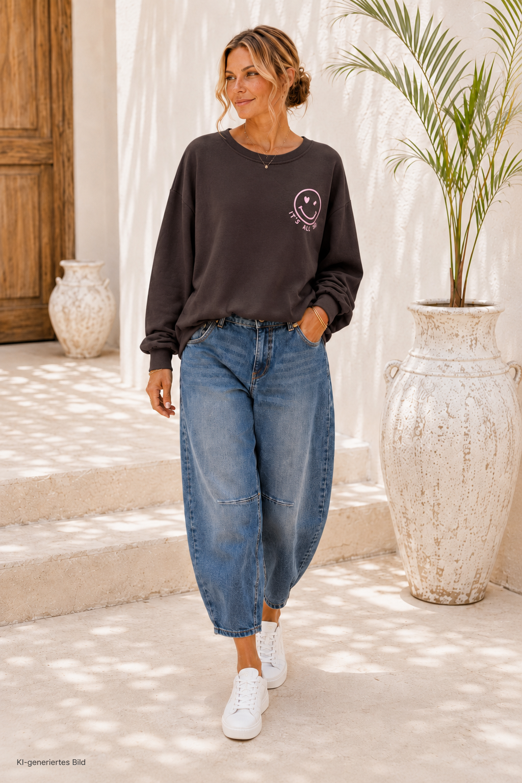 Sweatshirt „Happy Vibes NINA“ – Made in Italy
