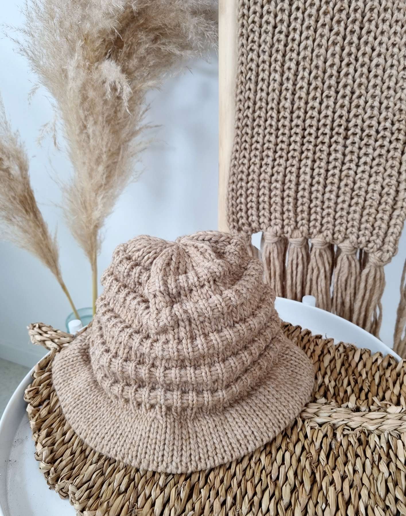 EDLER FISCHERHUT BELLADONNA CAMEL Strick Hut Mütze Made in Italy 