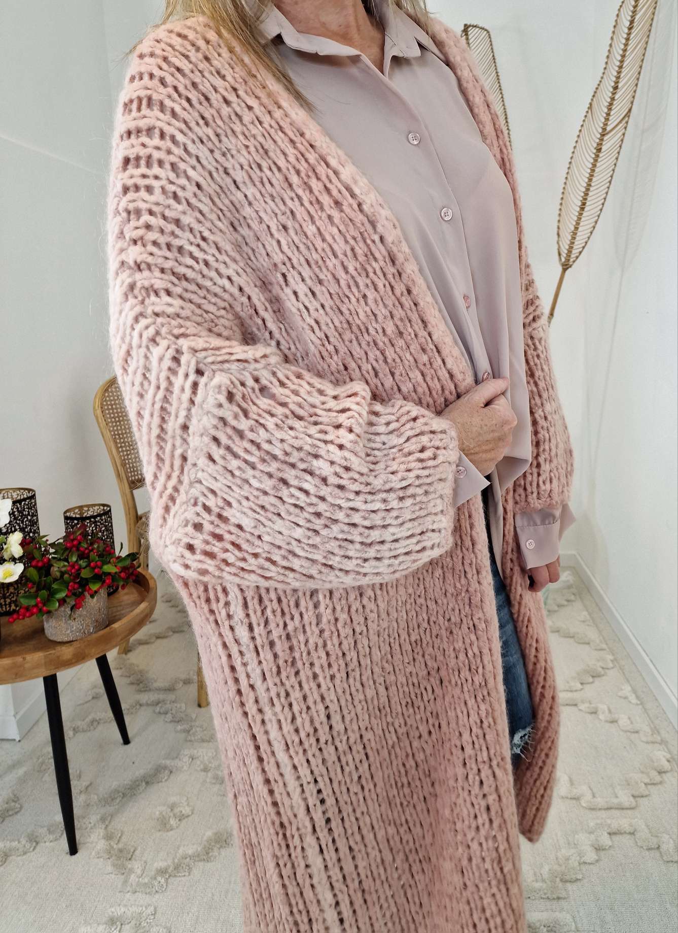 KNIT CARDIGAN LUCIEN ROSA 34-42 Made in Italy Strickjacke Mantel KNIT CARDIGAN LUCIEN ROSA 34-42 Made in Italy Strickjacke Mantel