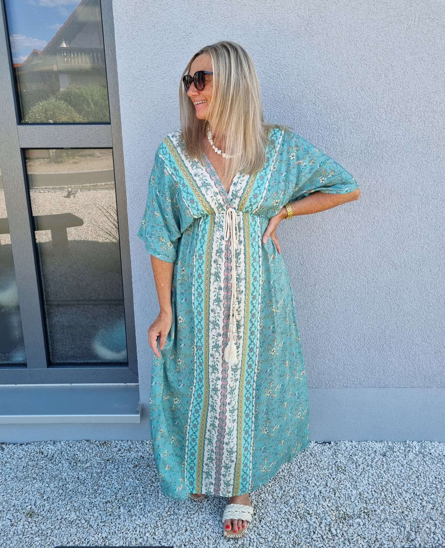 FLORAL MAXI DRESS VIVI MINT GRÜN 34-42 Made in Italy langes Sommer Kleid FLOWERS Blumen Boho FLORAL MAXI DRESS VIVI MINT GRÜN 34-42 Made in Italy langes Sommer Kleid FLOWERS Blumen Boho