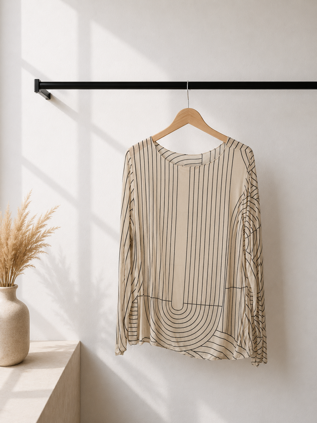 Langarmshirt Cashmere Ornamentmuster I LS0026 I Made in Italy 34-42