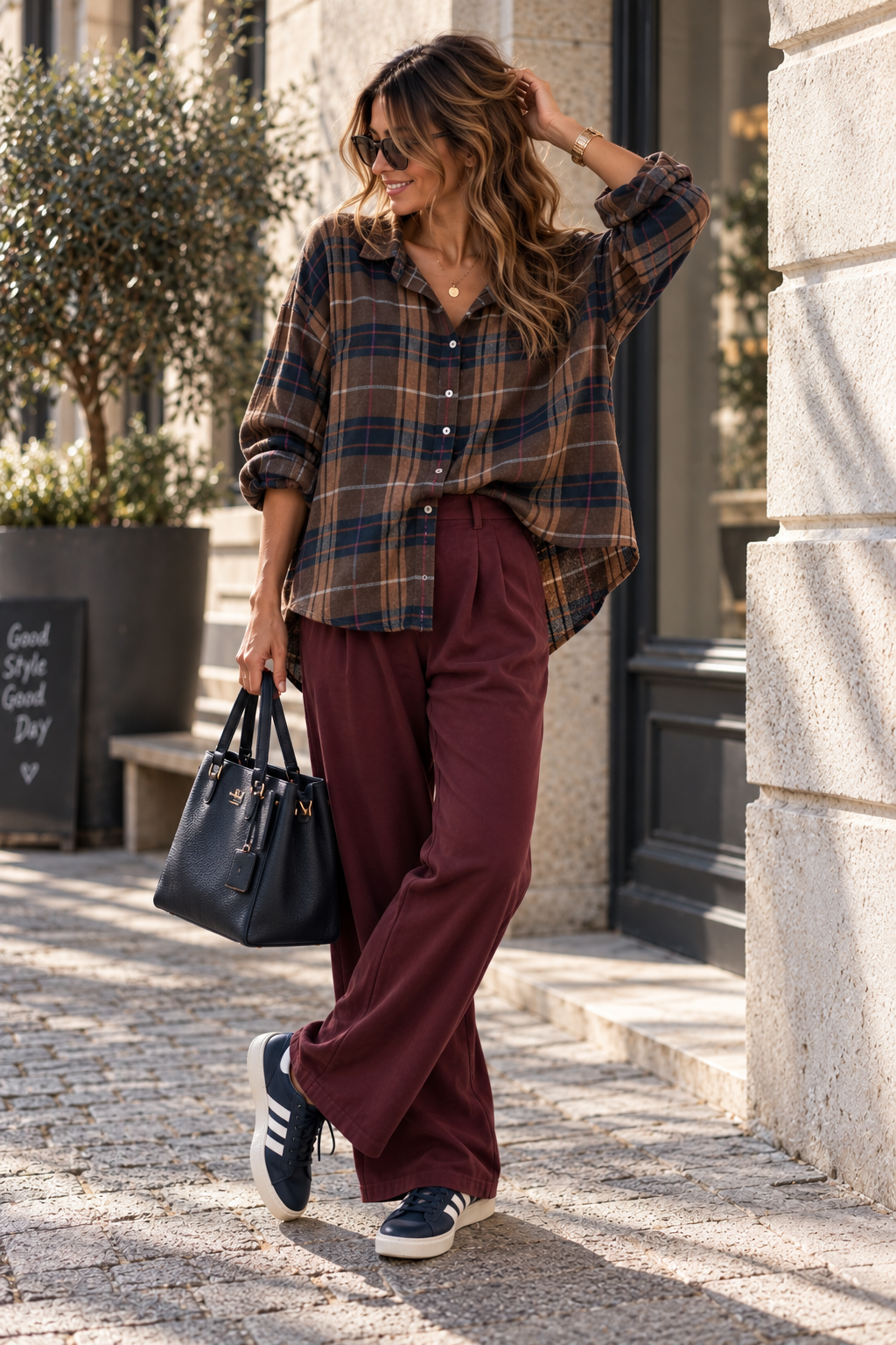 Cozy Flanell Karo Oversize-Bluse I BL0132 I 34-44 I Made in Italy