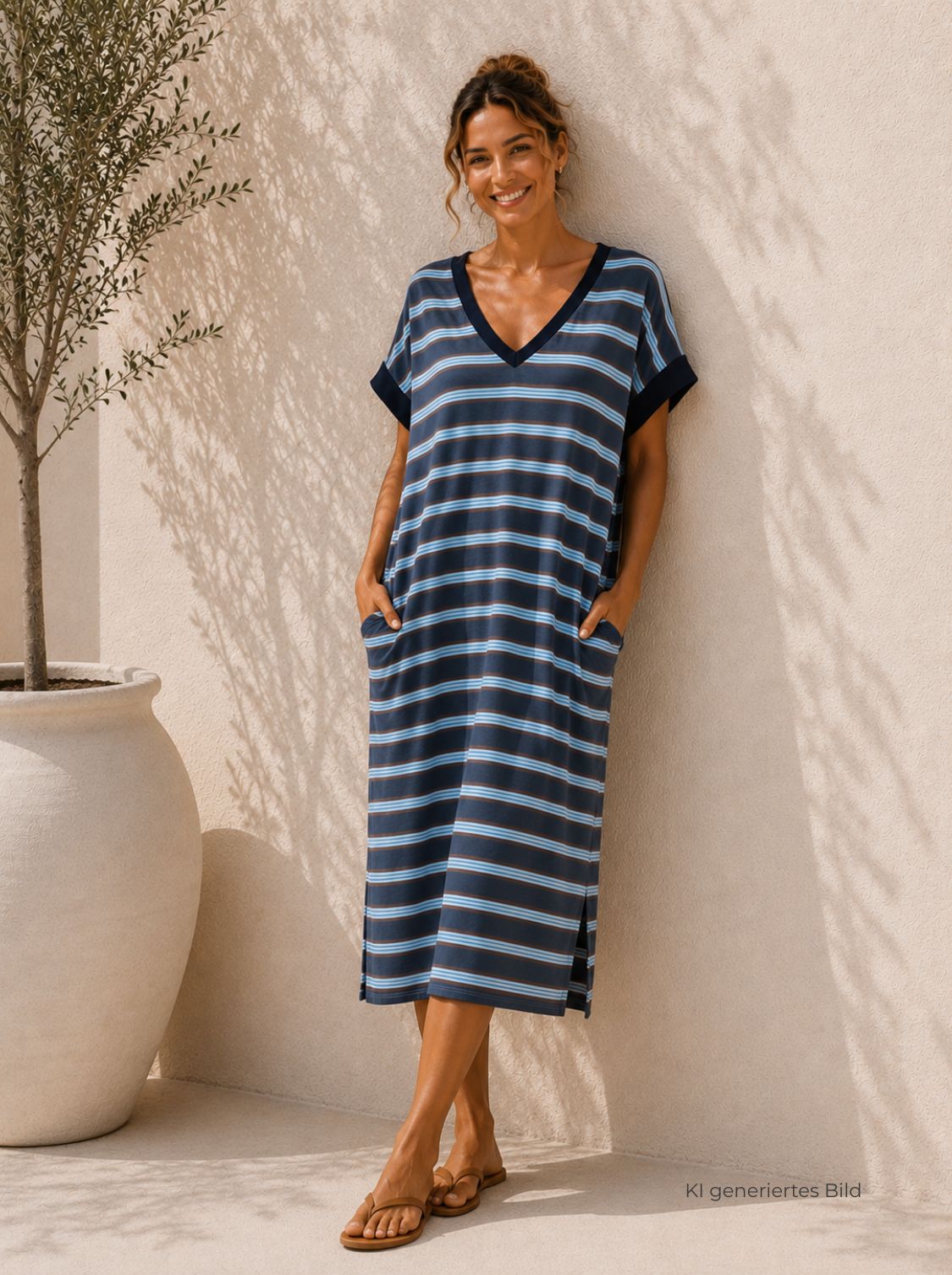 Sweatshirt-Kleid „Lotta“ – Streifenliebe für jeden Tag  – Made in Italy Gr. 34-42