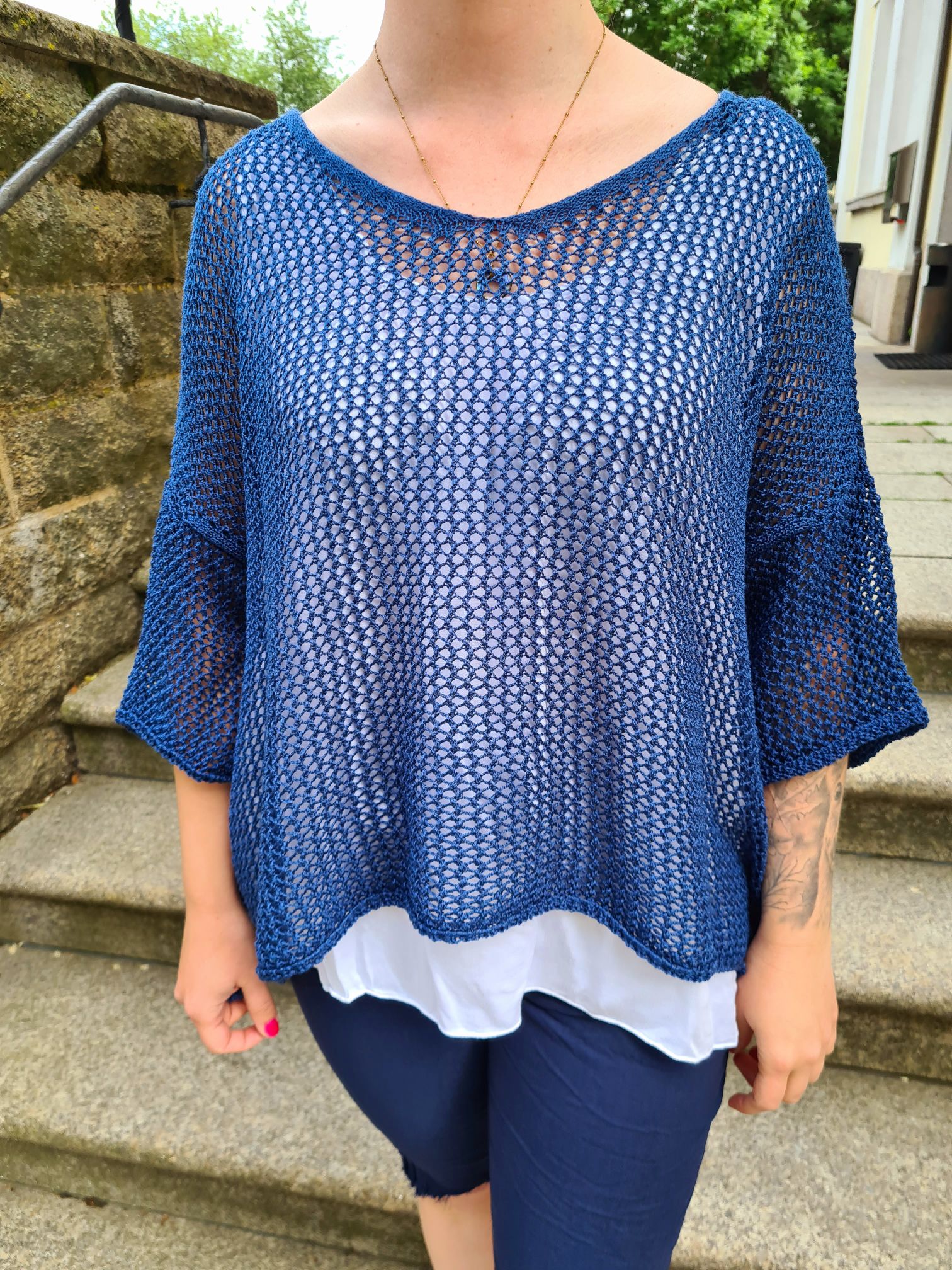 LOCHSTRICK PULLI FILIZ BLAU 32-42 Made in Italy dünner Sommer Pullover Shirt Knit Sweater LOCHSTRICK PULLI FILIZ BLAU 32-42 Made in Italy dünner Sommer Pullover Shirt Knit Sweater