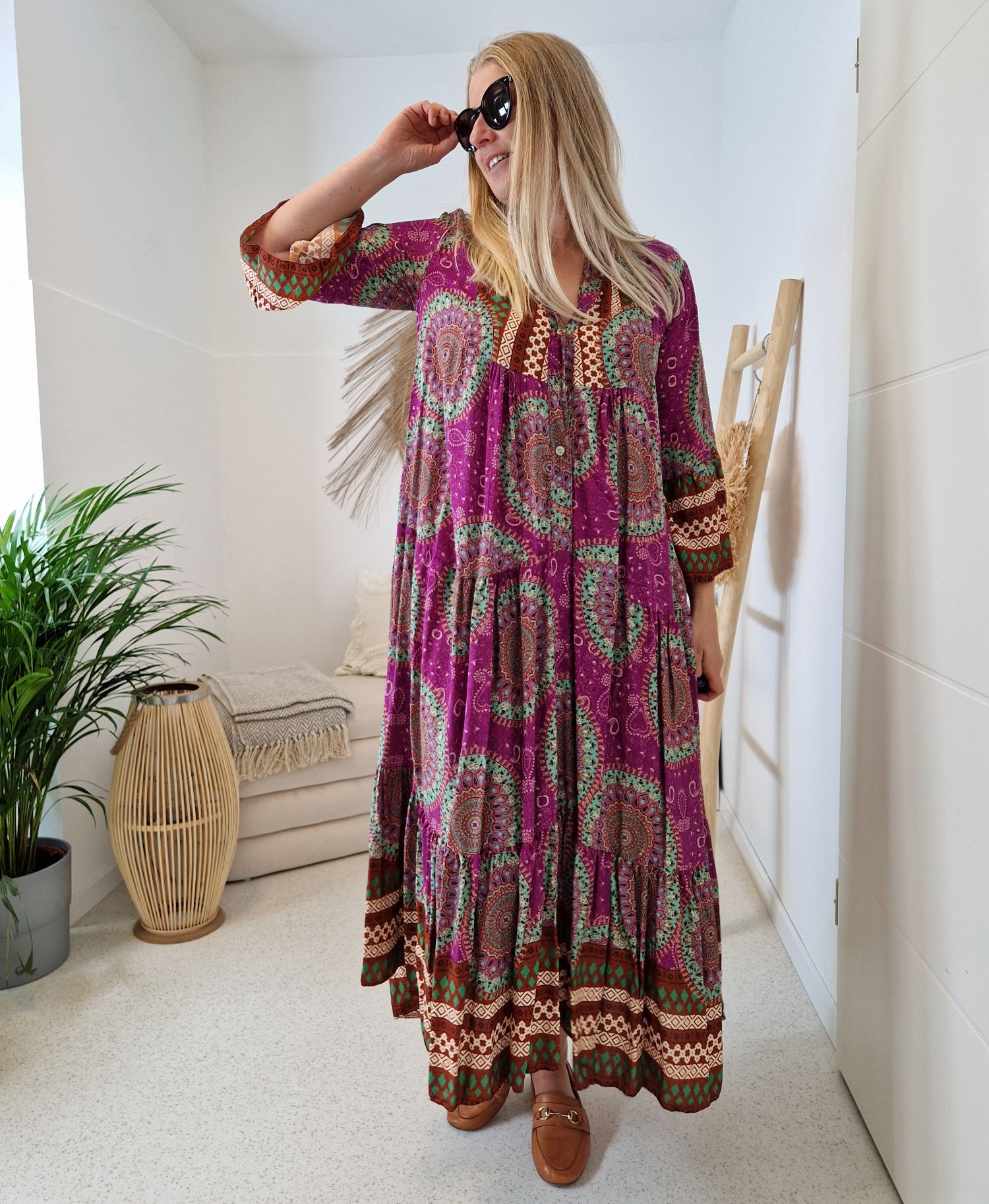 MAXI TUNIKA DRESS MICAELA PINK 34-42 Made in Italy langes Kleid Hängerchen Tunikakleid MAXI TUNIKA DRESS MICAELA PINK 34-42 Made in Italy langes Kleid Hängerchen Tunikakleid
