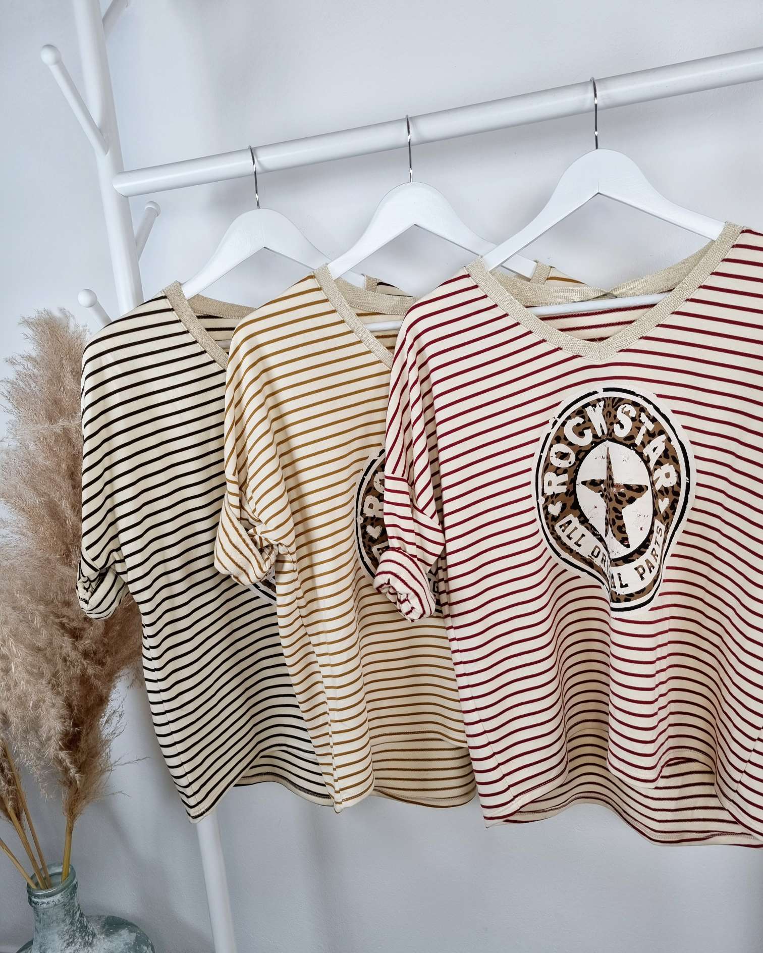 STRIPED LONGSLEEVE SHIRT LEO ROCKSTAR CAMEL 34-42 Made in Italy versch. Farben STRIPES STREIFEN STRIPED LONGSLEEVE SHIRT LEO ROCKSTAR CAMEL 34-42 Made in Italy versch. Farben STRIPES STREIFEN