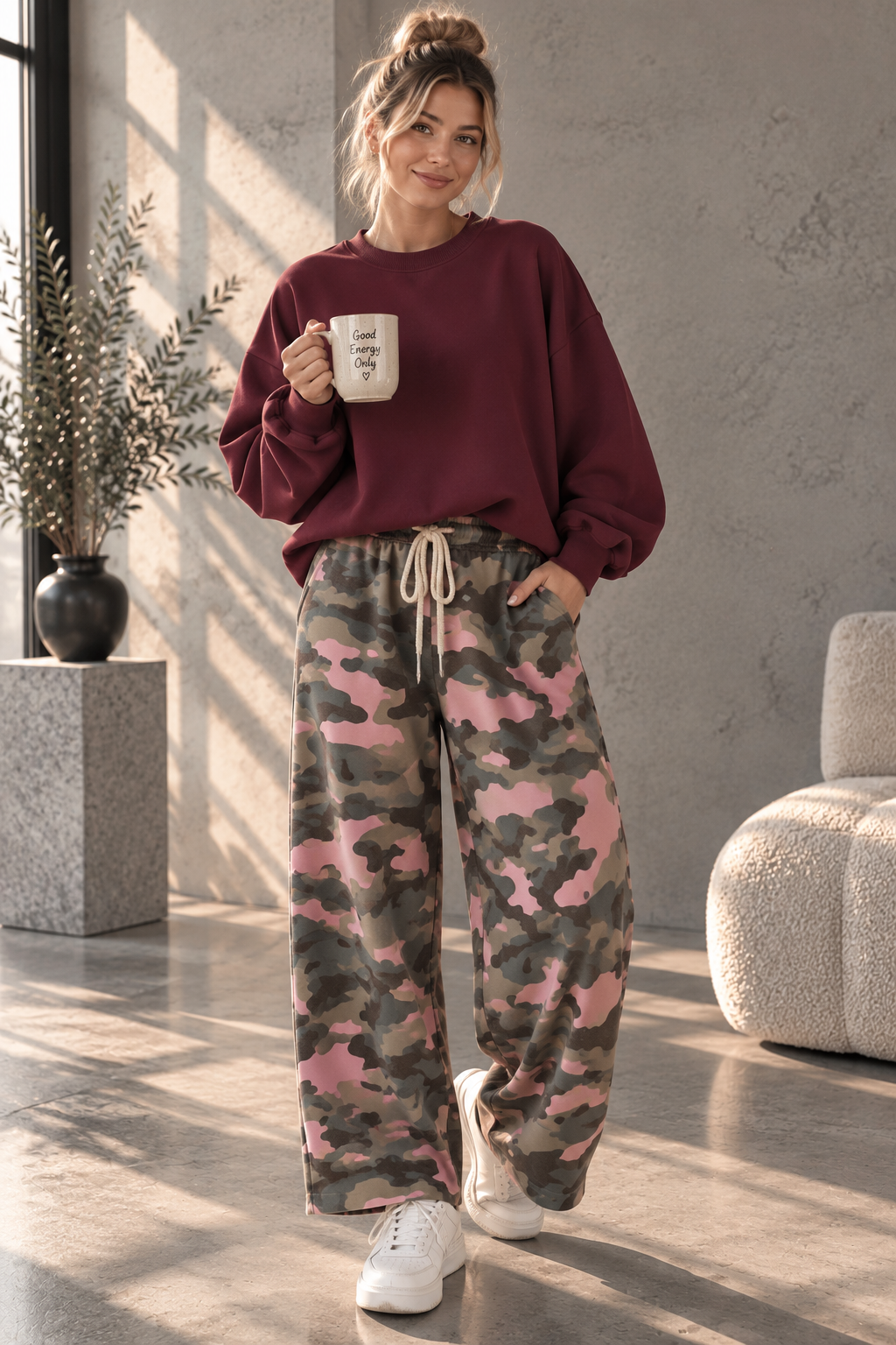Ballon-Jogpant Amaris CAMOULFAGE HO0124 – lässige Basic Pants für jeden Tag Made in Italy 34-42/44